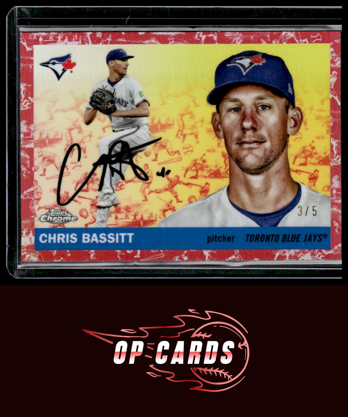 Chris Bassitt 2025 Topps Chrome Platinum #195 Toile Cream / Red Refractors #/5