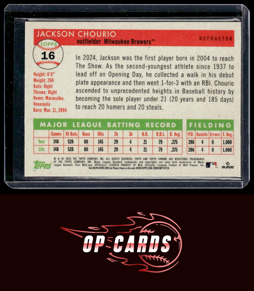 Jackson Chourio 2025 Topps Chrome Platinum #16 Refractors
