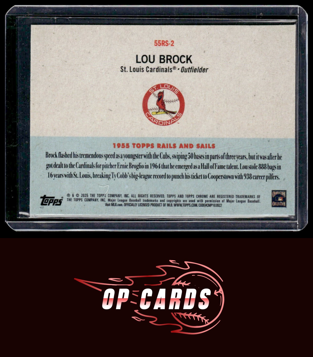 Lou Brock 2025 Topps Chrome Platinum #55RS-2 1955 Topps Rails and Sails