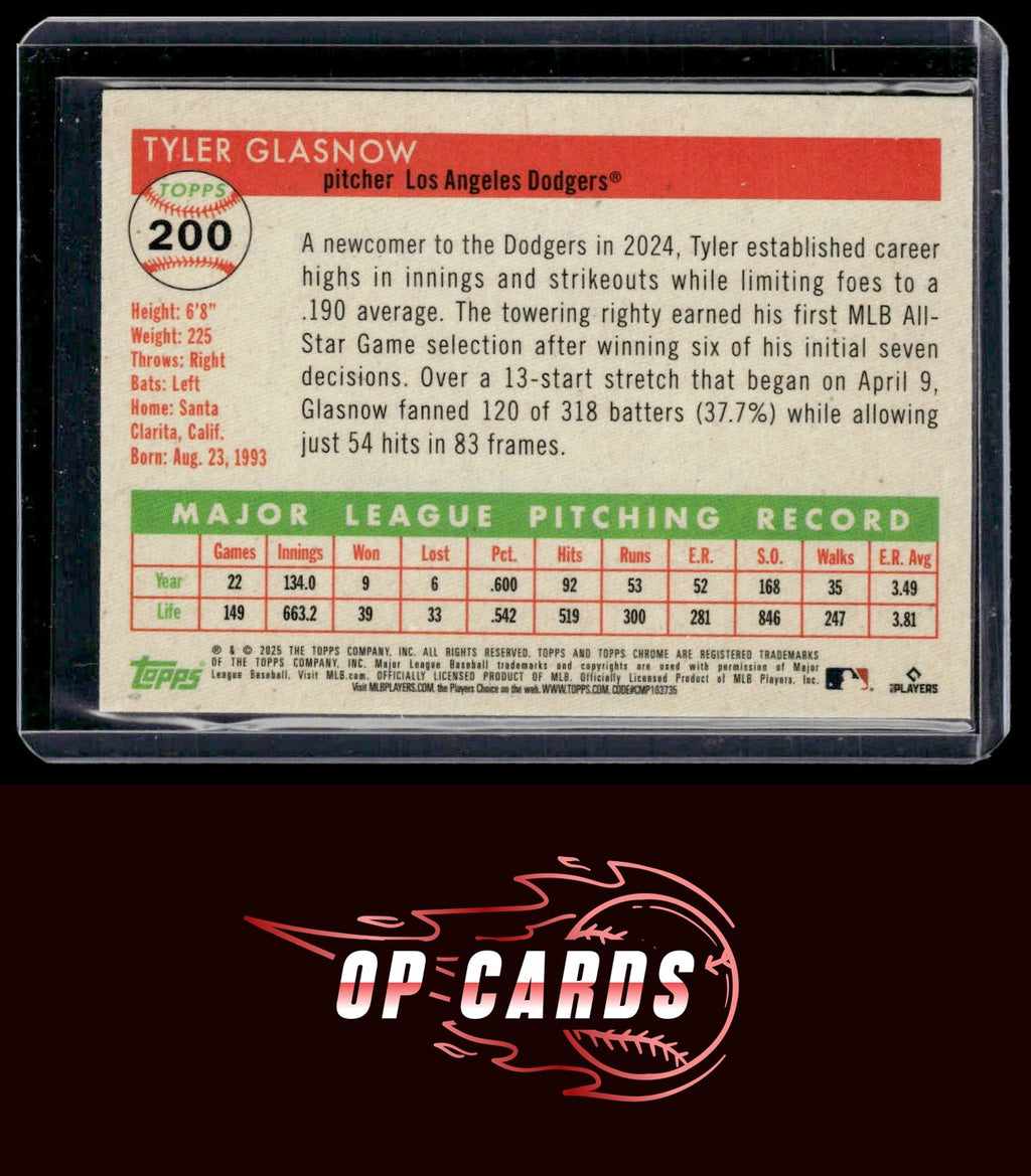 Tyler Glasnow 2025 Topps Chrome Platinum Rose Gold Mini-Diamond Refractors /75