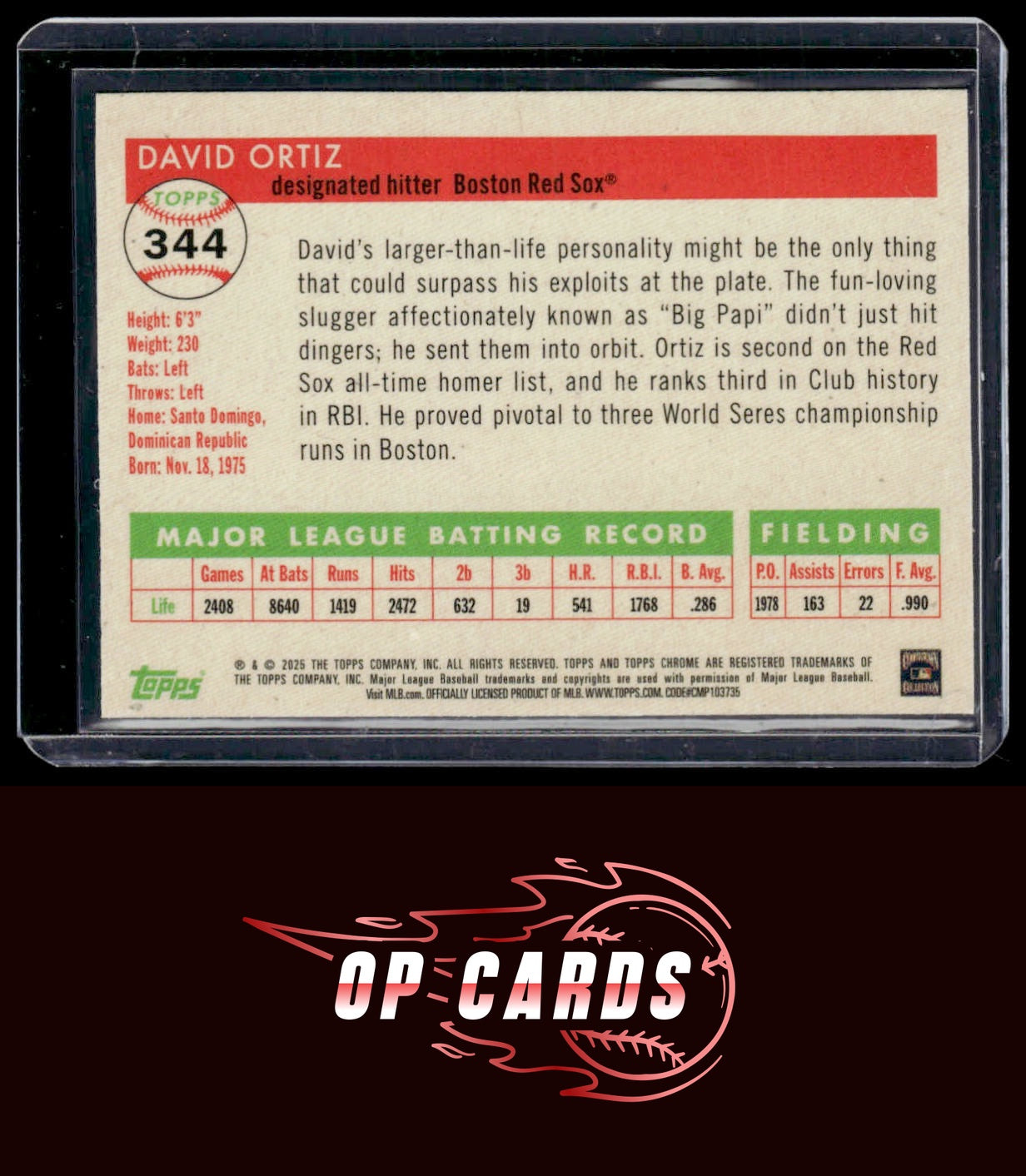 David Ortiz 2025 Topps Chrome Platinum #344 X-Fractors