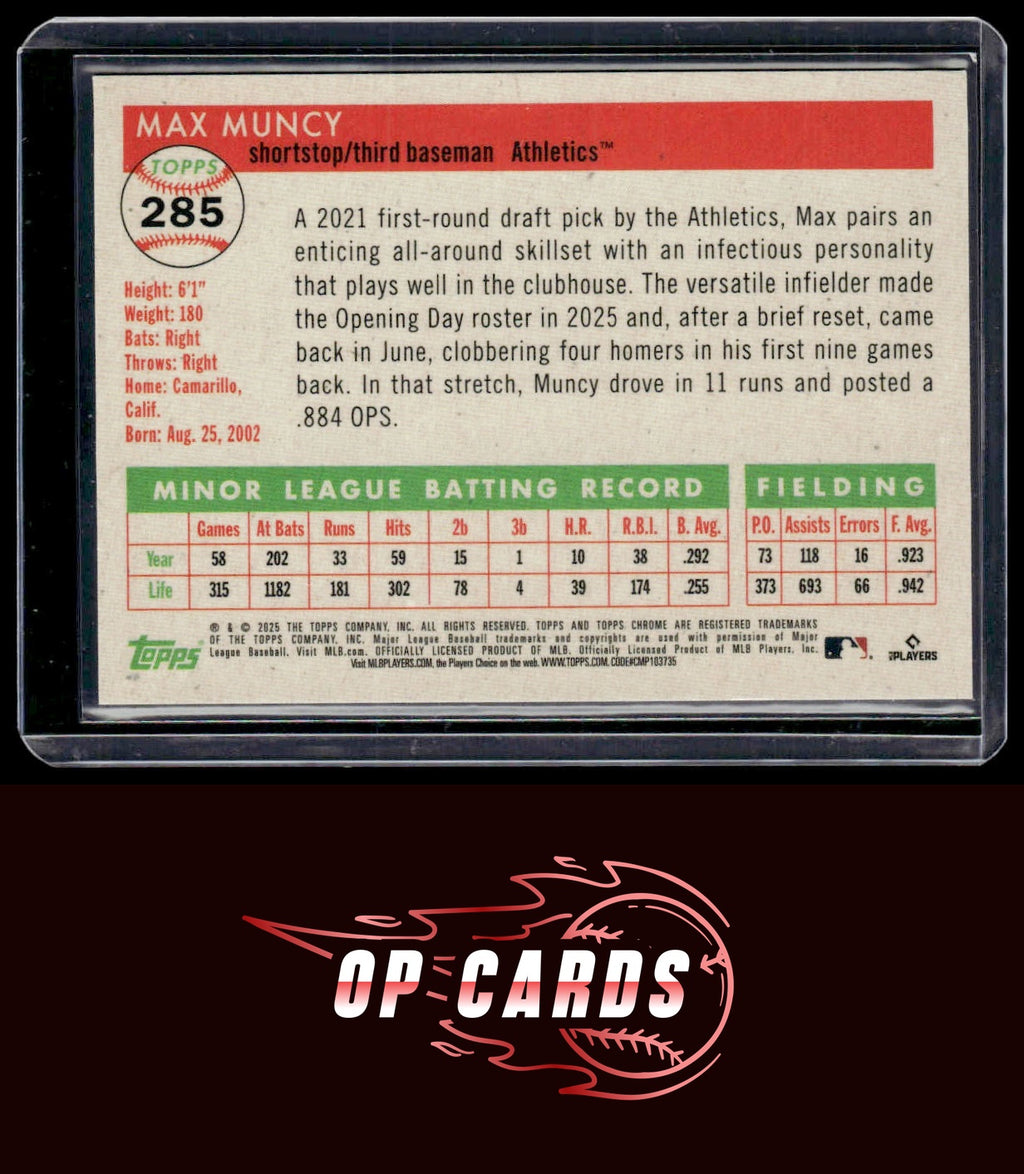 Max Muncy 2025 Topps Chrome Platinum #285 Gold Wave Refractors #/50