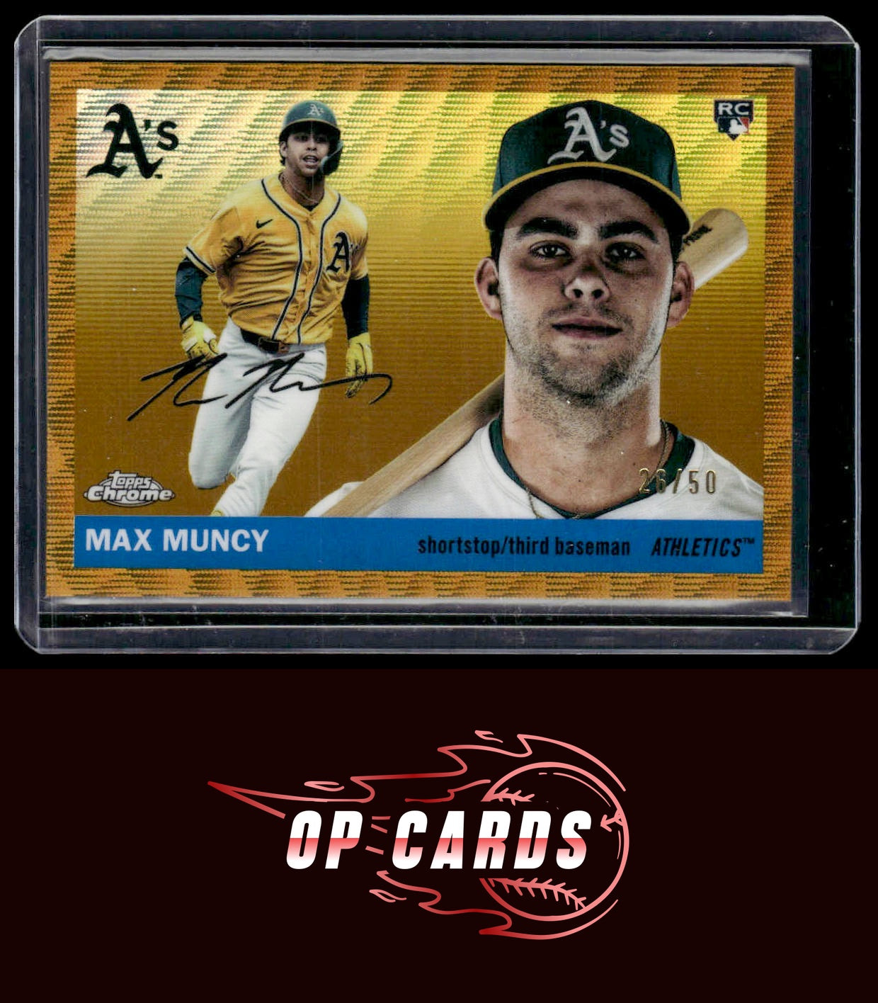 Max Muncy 2025 Topps Chrome Platinum #285 Gold Wave Refractors #/50