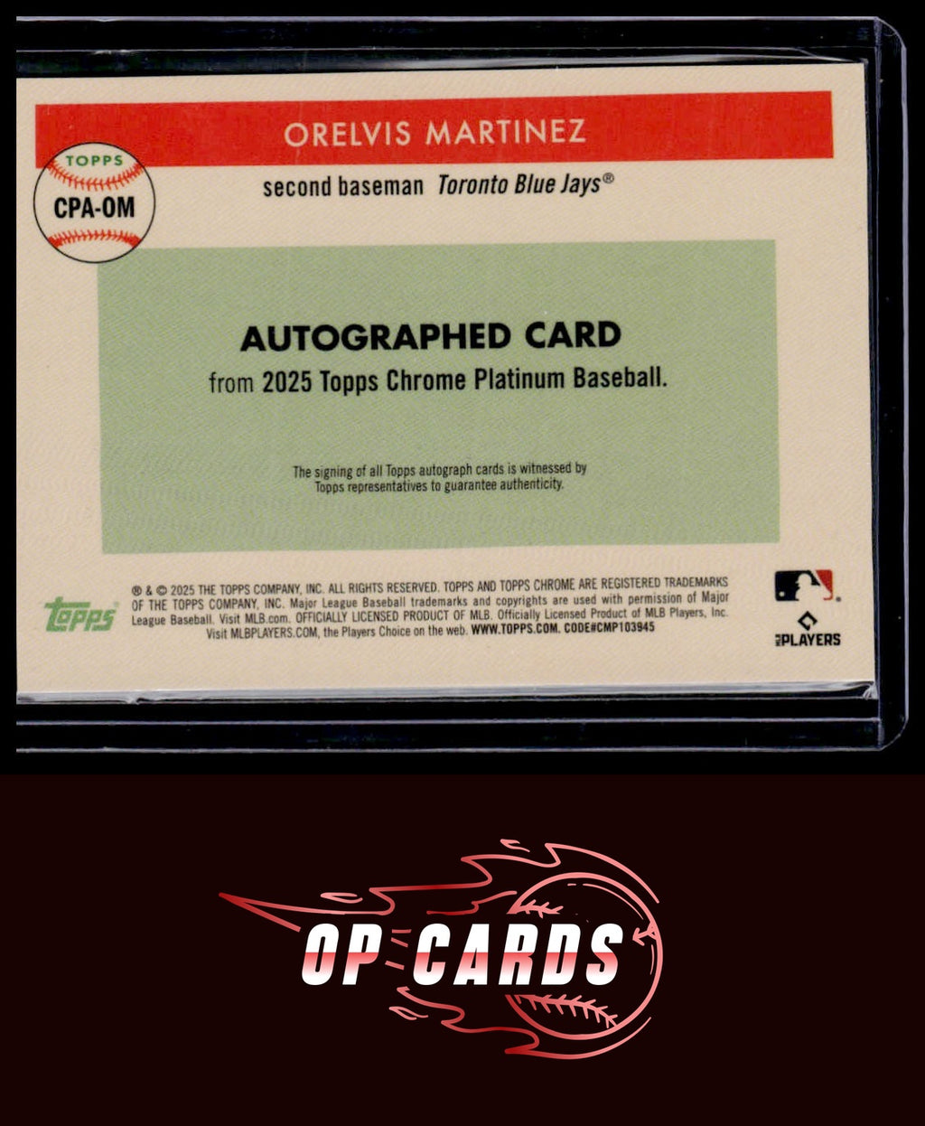 Orelvis Martinez 2025 Topps Chrome Platinum #CPA-OM Chrome Platinum Autographs