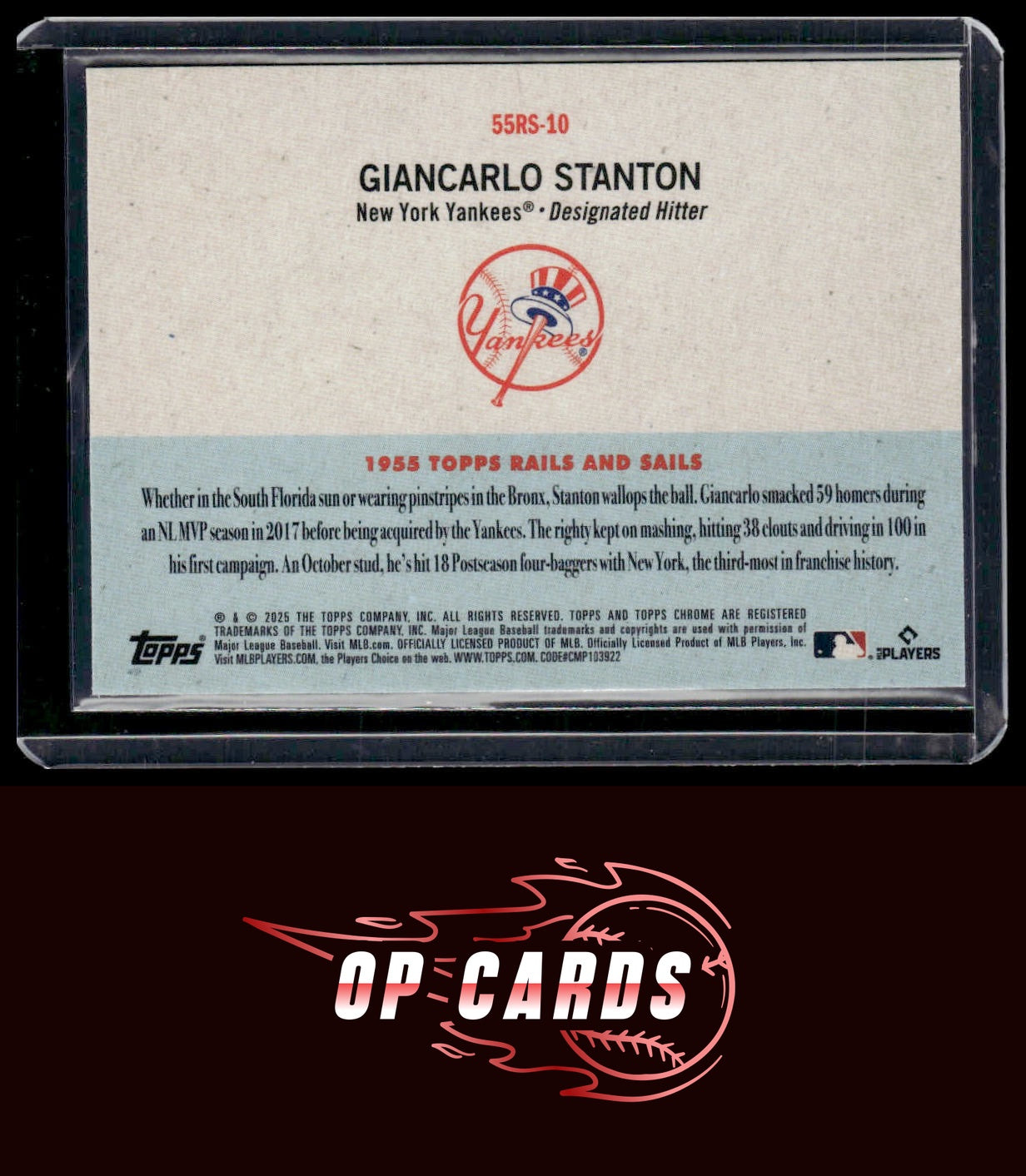 Giancarlo Stanton 2025 Topps Chrome Platinum #55RS-10 1955 Topps Rails and Sails
