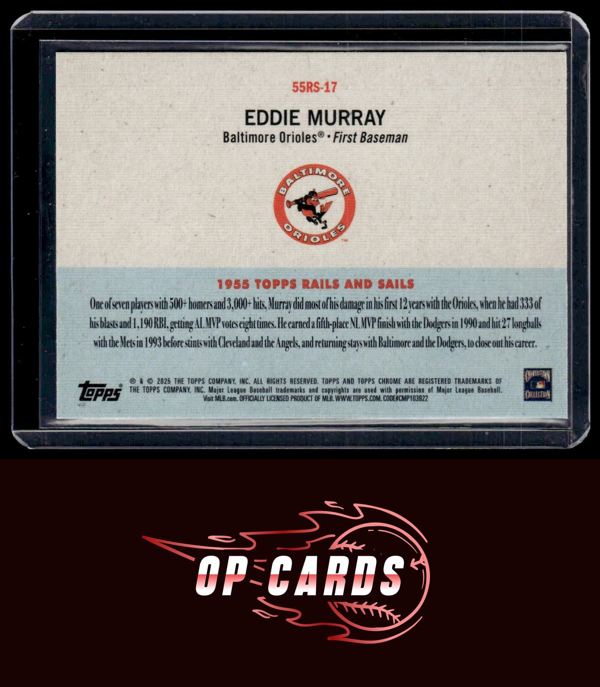 Eddie Murray 2025 Topps Chrome Platinum #55RS-17 1955 Topps Rails and Sails