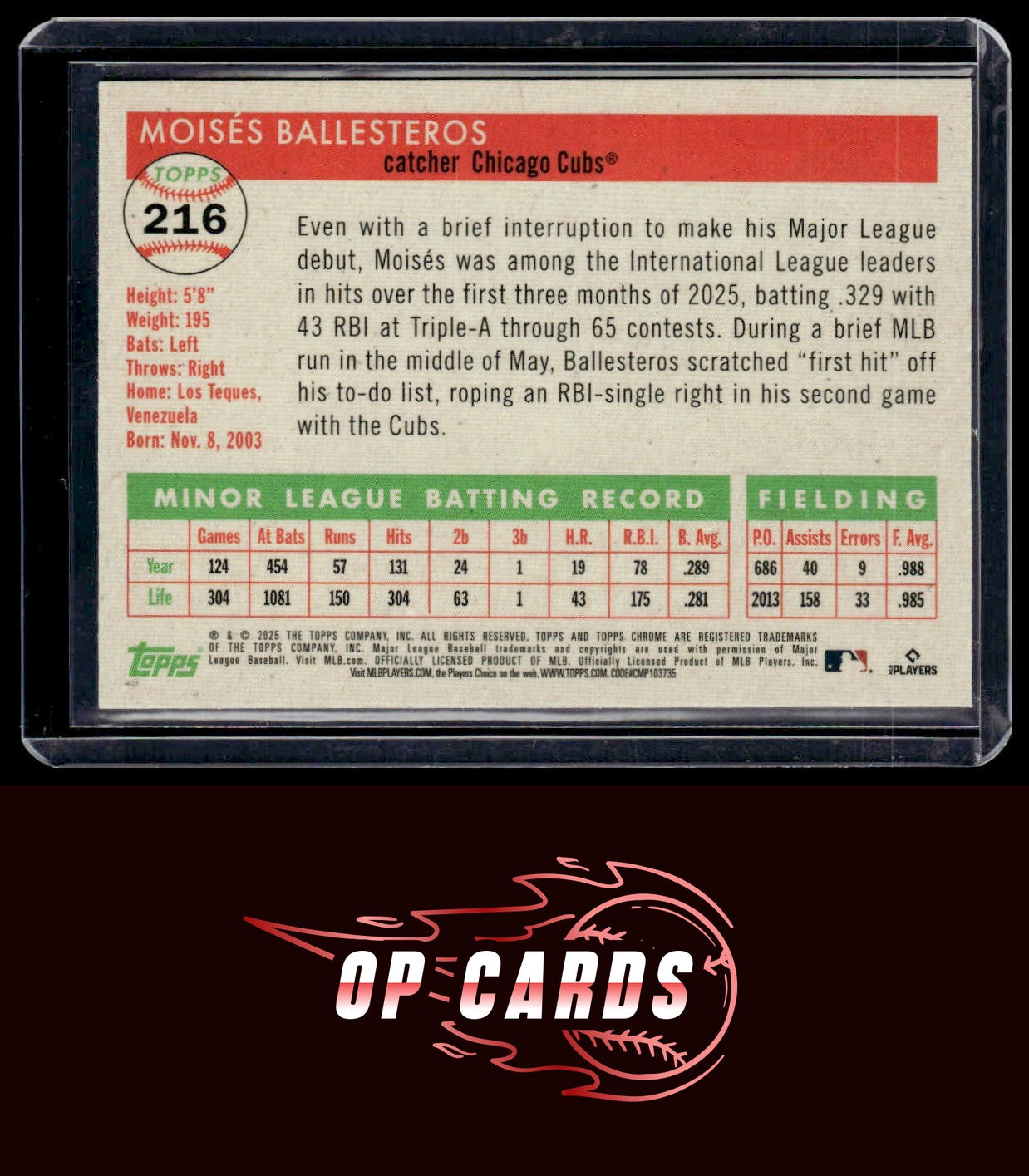 Moisés Ballesteros 2025 Topps Chrome Platinum #216 Topps Refractors #/499