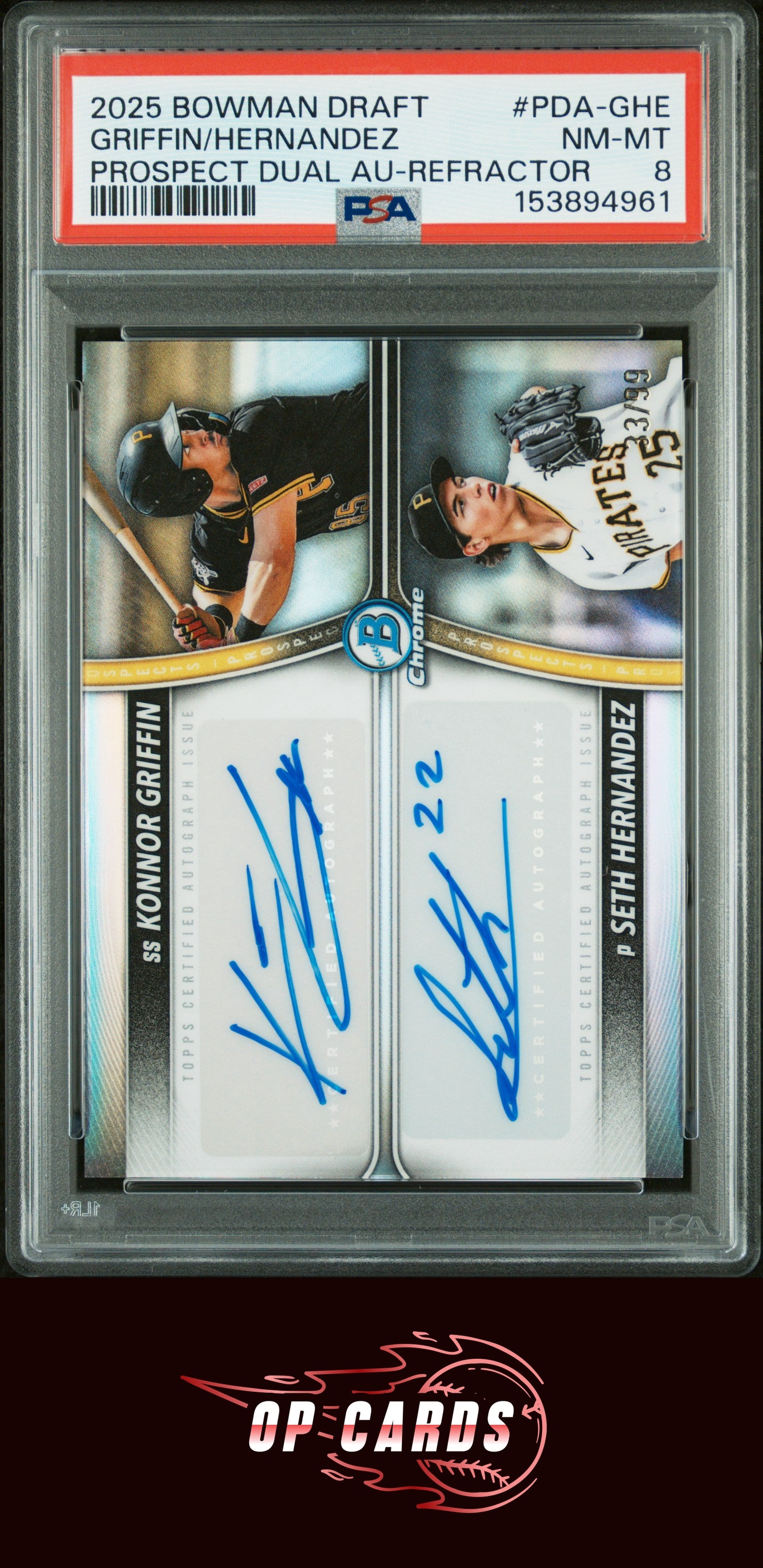 Konnor Griffin Seth Hernandez 2025 Bowman Draft Dual Autograph PSA 8 /99