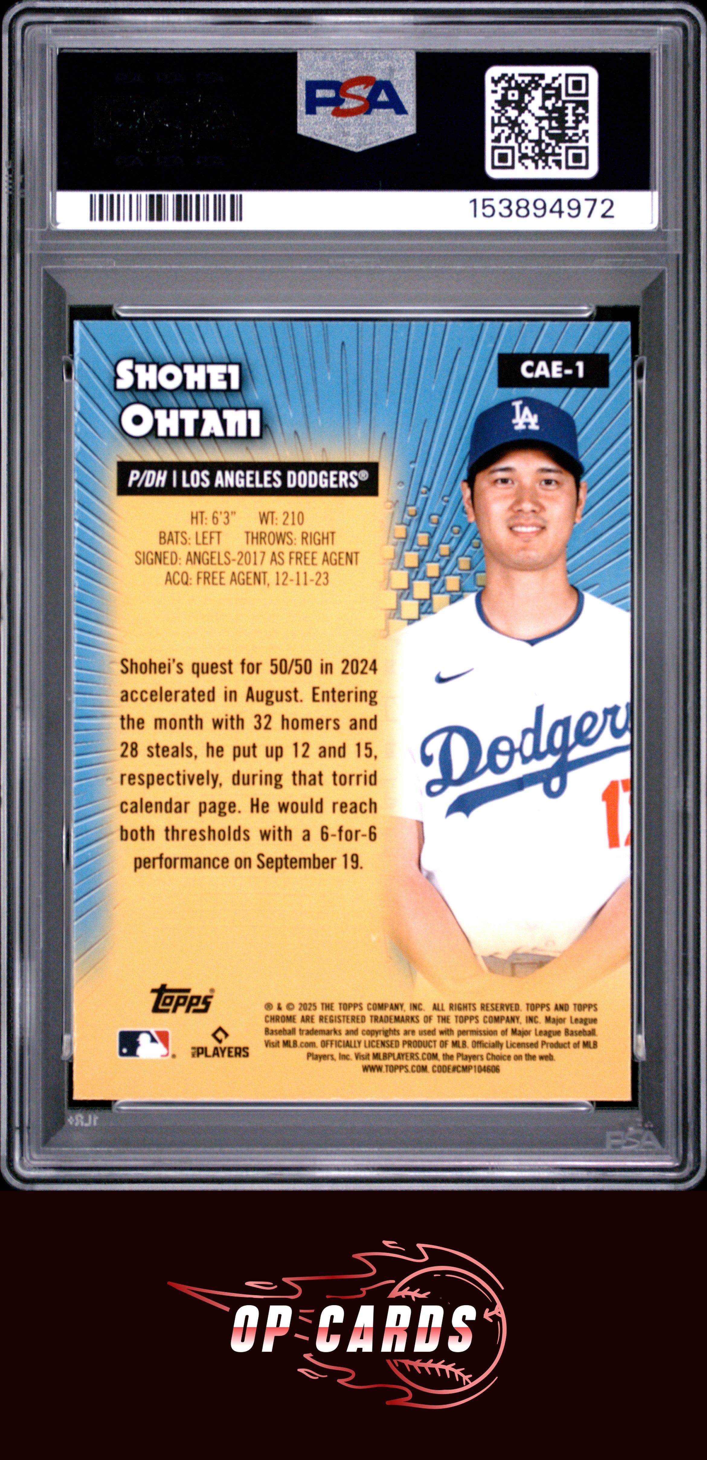 Shohei Ohtani 2025 Topps Chrome All Etch #CAE1 PSA 7