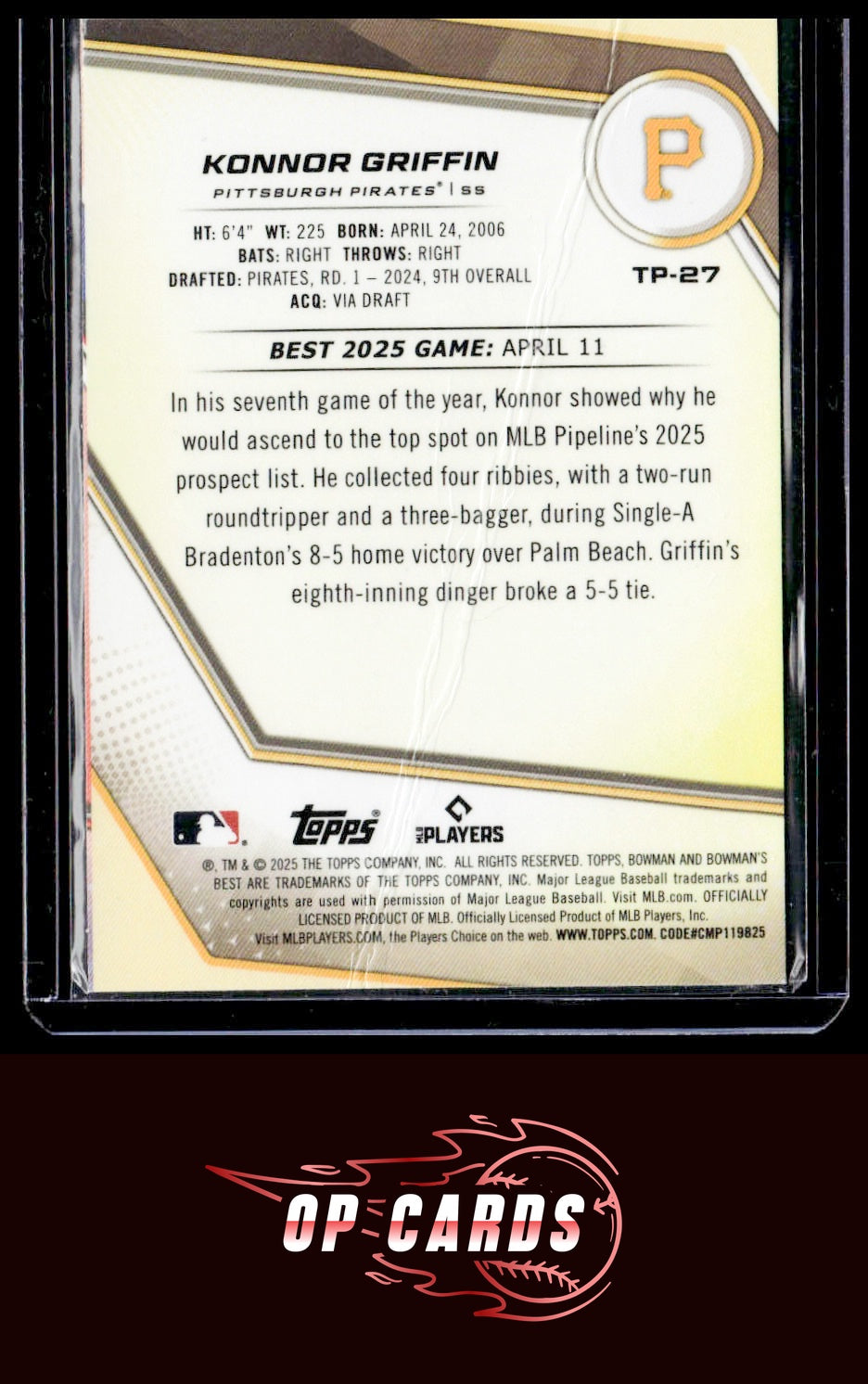Konnor Griffin 2025 Bowman's Best #TP-27 Refractors