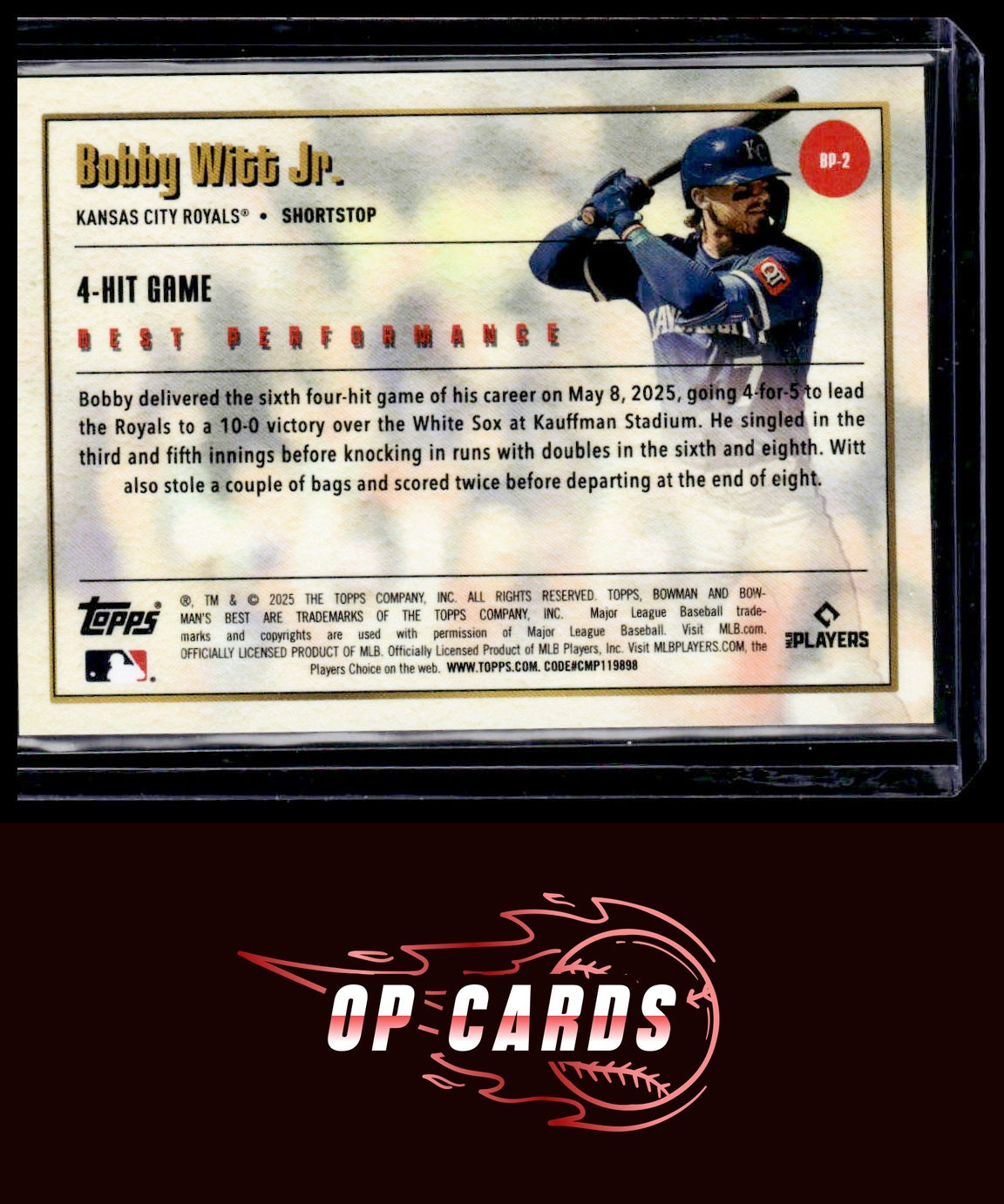 Bobby Witt Jr. 2025 Bowman's Best #BP-2 Best Performance Lava Refractors #/50