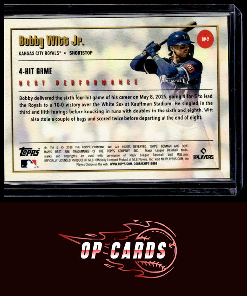 Bobby Witt Jr. 2025 Bowman's Best #BP-2 Best Performance Lava Refractors #/50