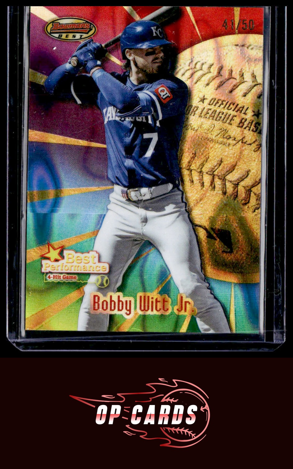 Bobby Witt Jr. 2025 Bowman's Best #BP-2 Best Performance Lava Refractors #/50