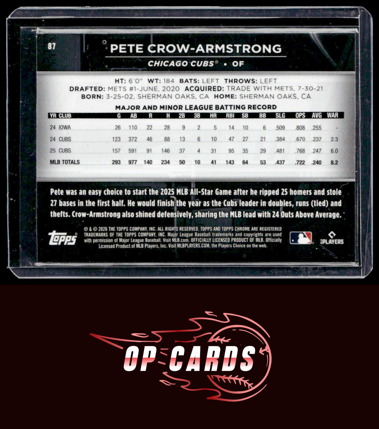 Pete Crow-Armstrong 2026 Topps Chrome Black #87