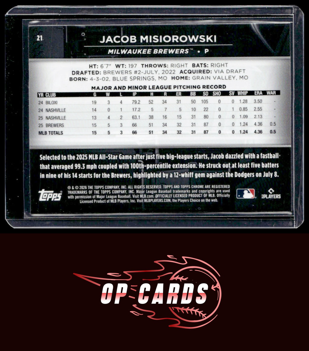 Jacob Misiorowski 2026 Topps Chrome Black #21