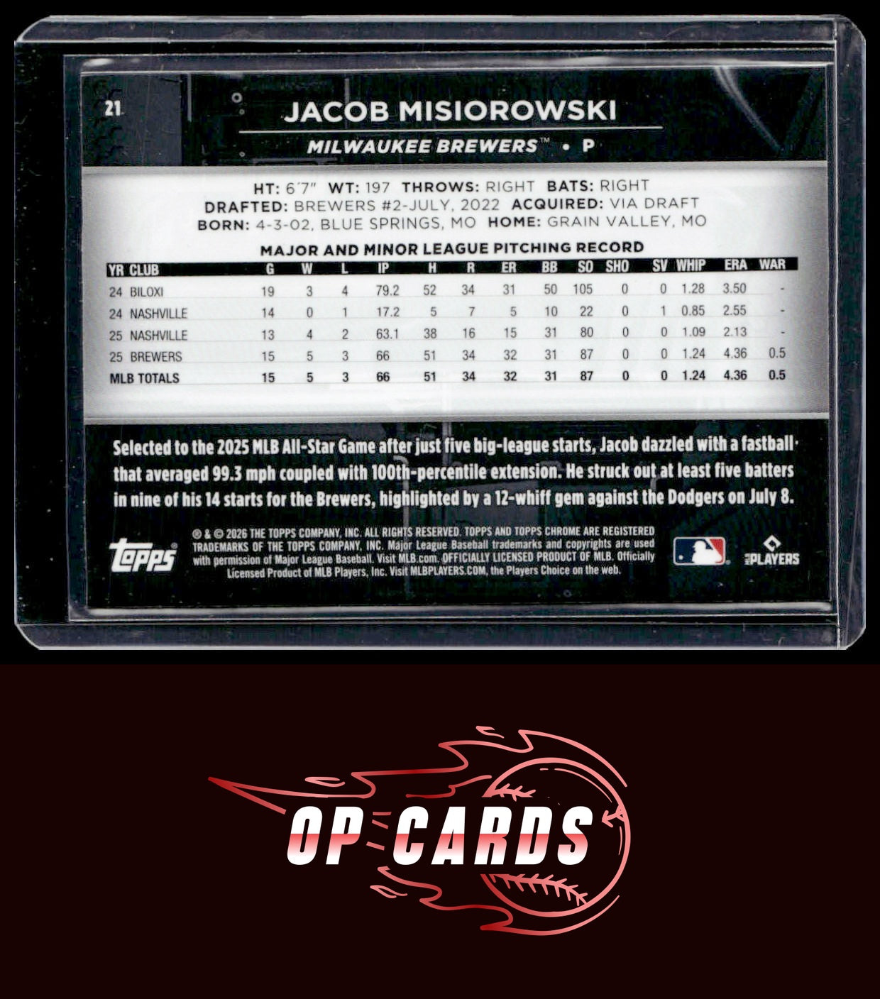 Jacob Misiorowski 2026 Topps Chrome Black #21