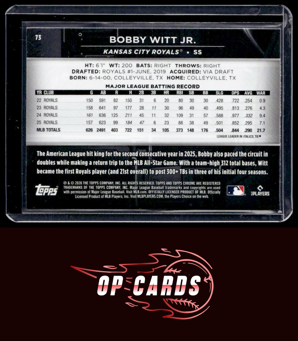 Bobby Witt Jr. 2026 Topps Chrome Black #73