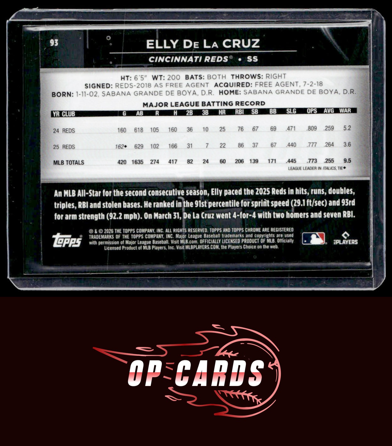 Elly De La Cruz 2026 Topps Chrome Black #93