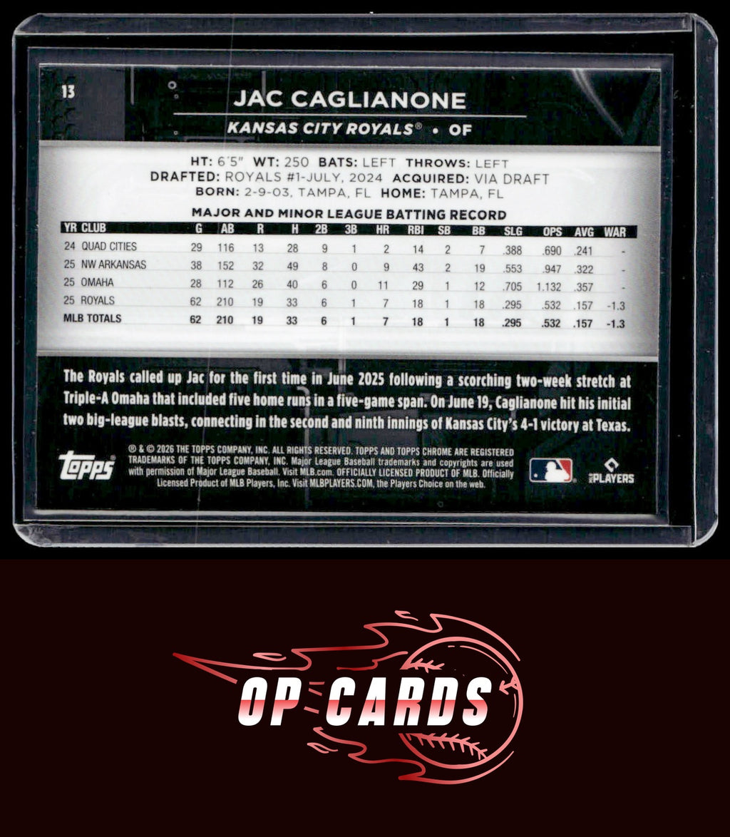 Jac Caglianone 2026 Topps Chrome Black #13