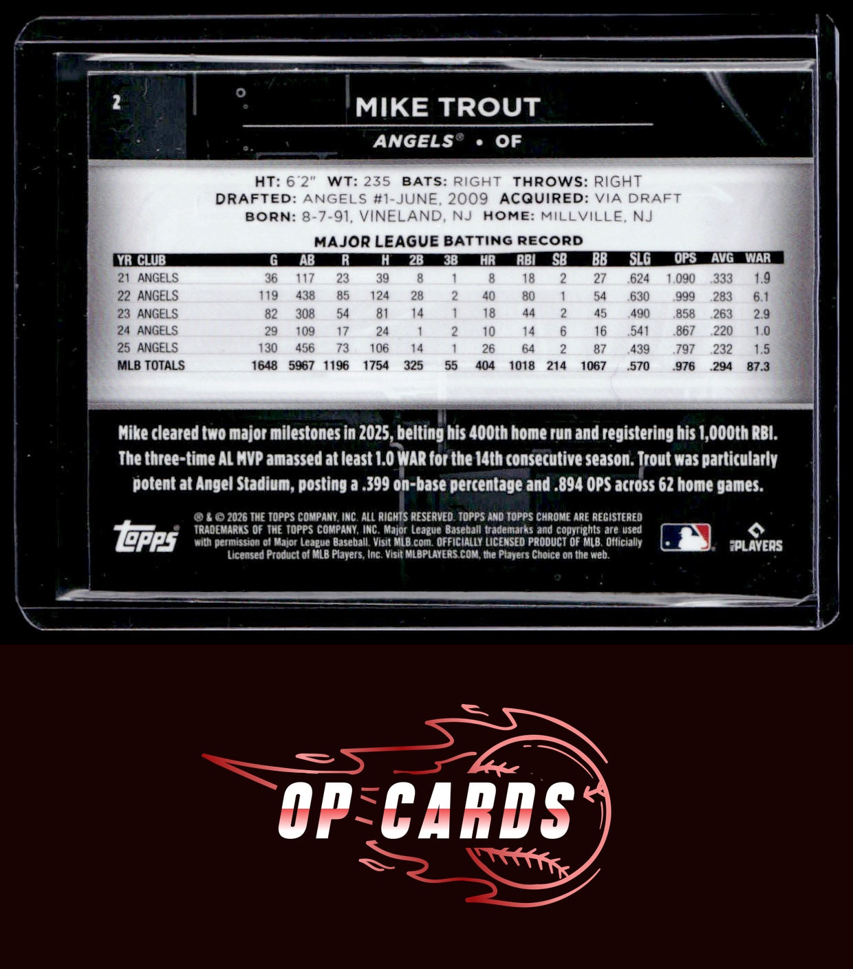 Mike Trout 2026 Topps Chrome Black #2