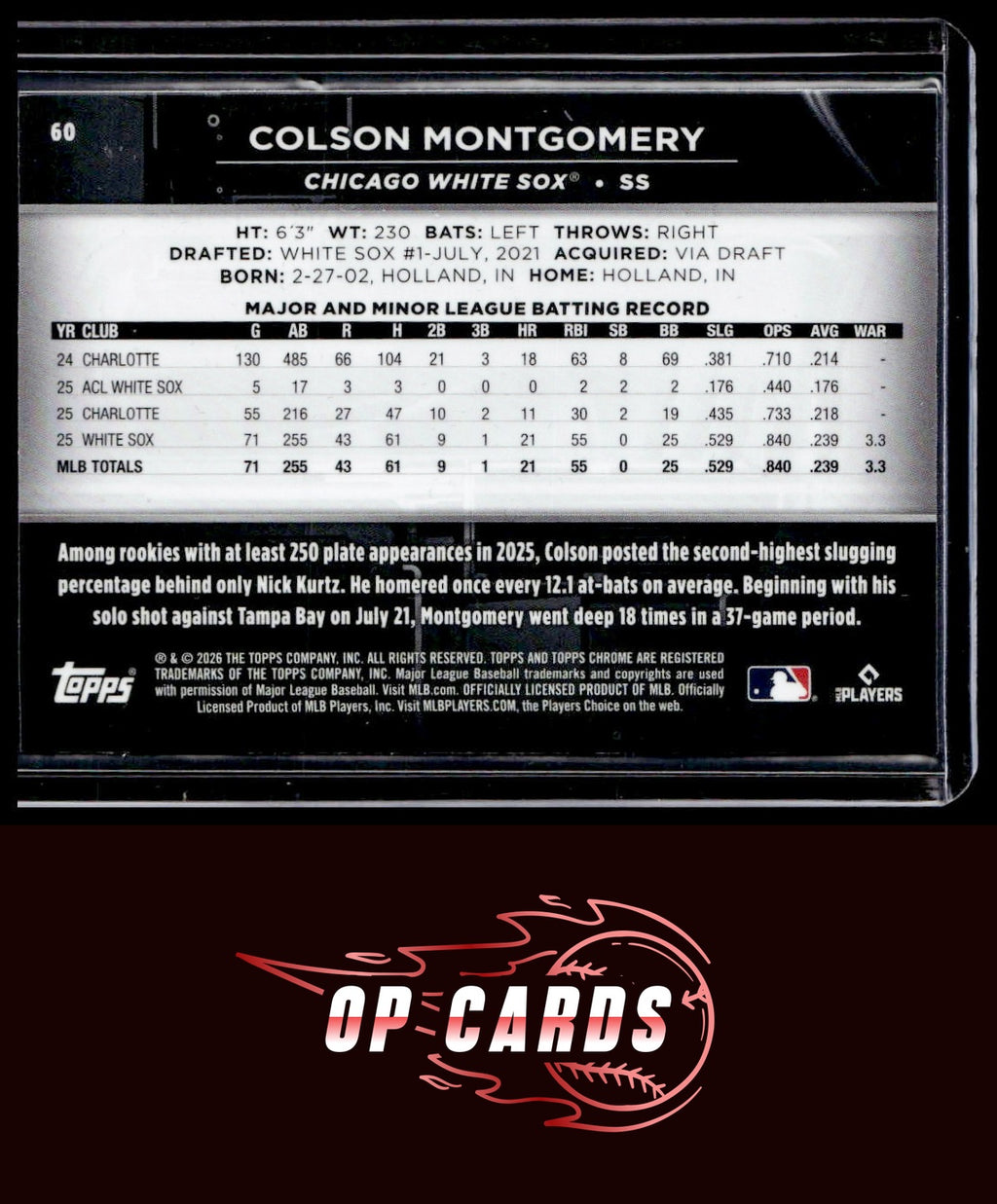 Colson Montgomery 2026 Topps Chrome Black #60