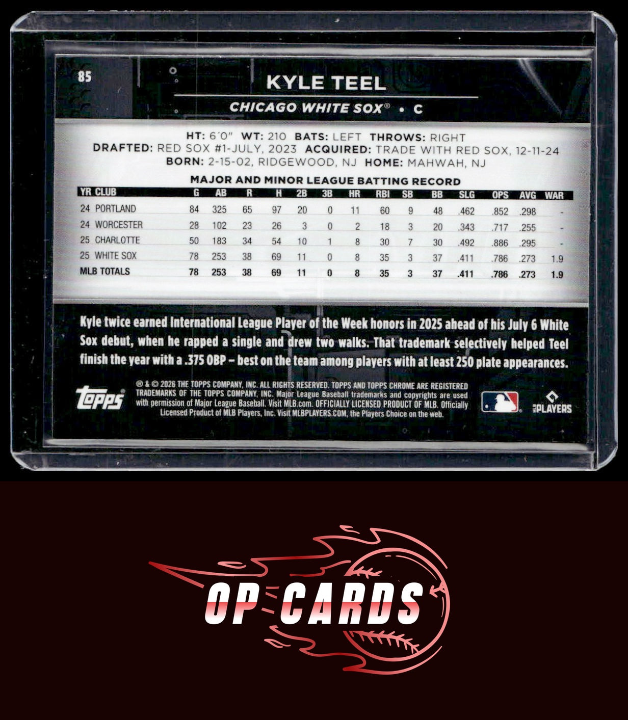 Kyle Teel 2026 Topps Chrome Black #85