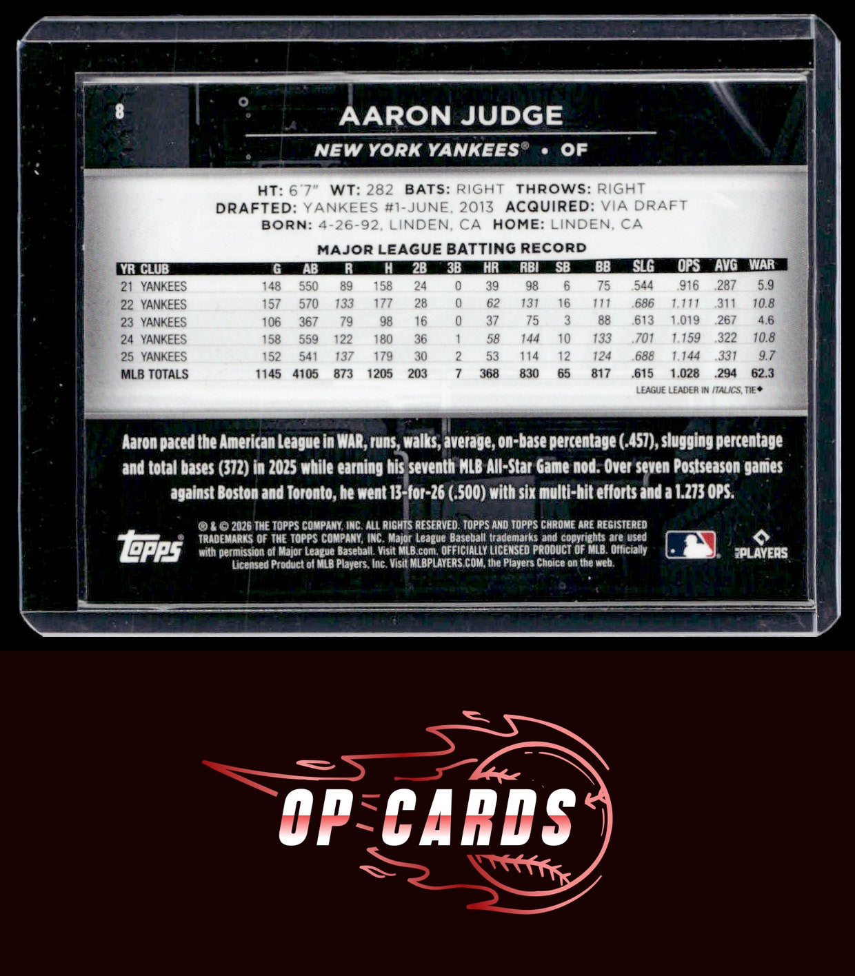 Aaron Judge 2026 Topps Chrome Black #8