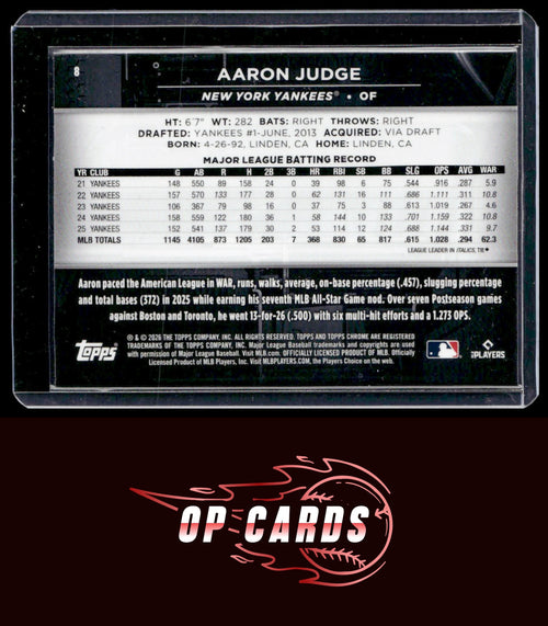 Aaron Judge 2026 Topps Chrome Black #8