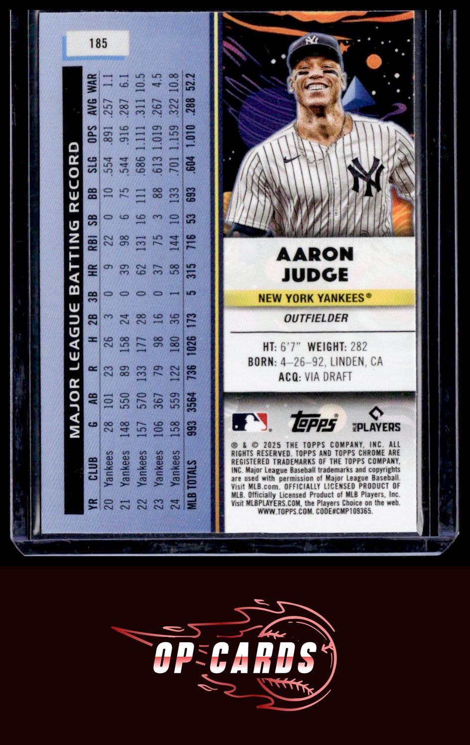 Aaron Judge 2025 Topps Chrome Cosmic #185