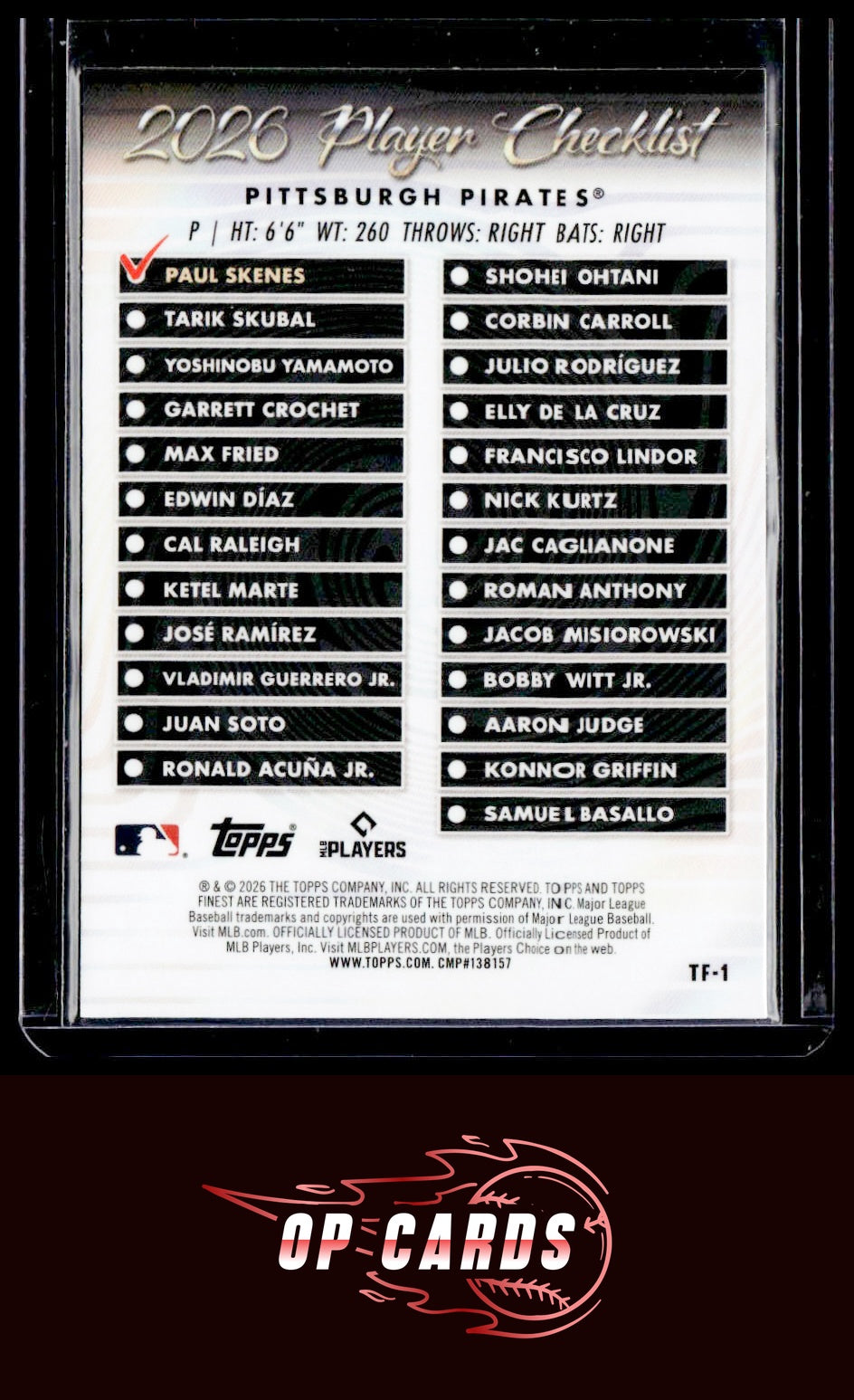 Paul Skenes 2026 Topps  Finest #TF-1 Topps Team Finest