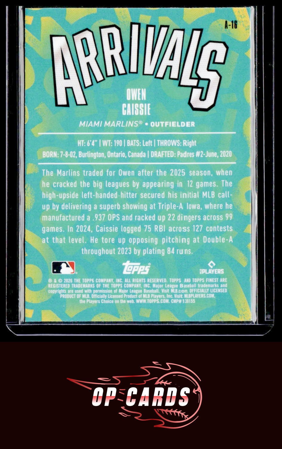 Owen Caissie 2026 Topps Finest #A-16 Arrivals