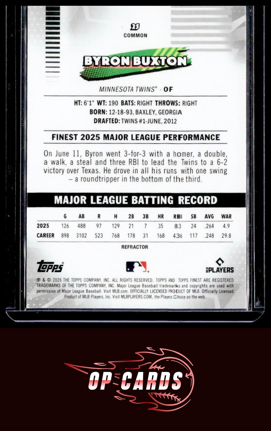 Byron Buxton 2026 Topps  Finest #25 Refractors
