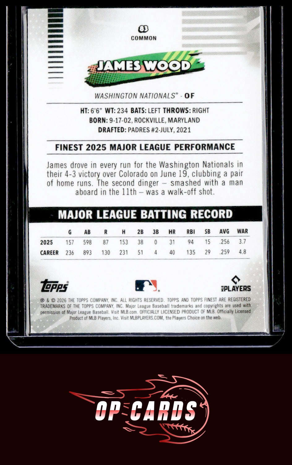 James Wood 2026 Topps  Finest #83 Geometric Refractors