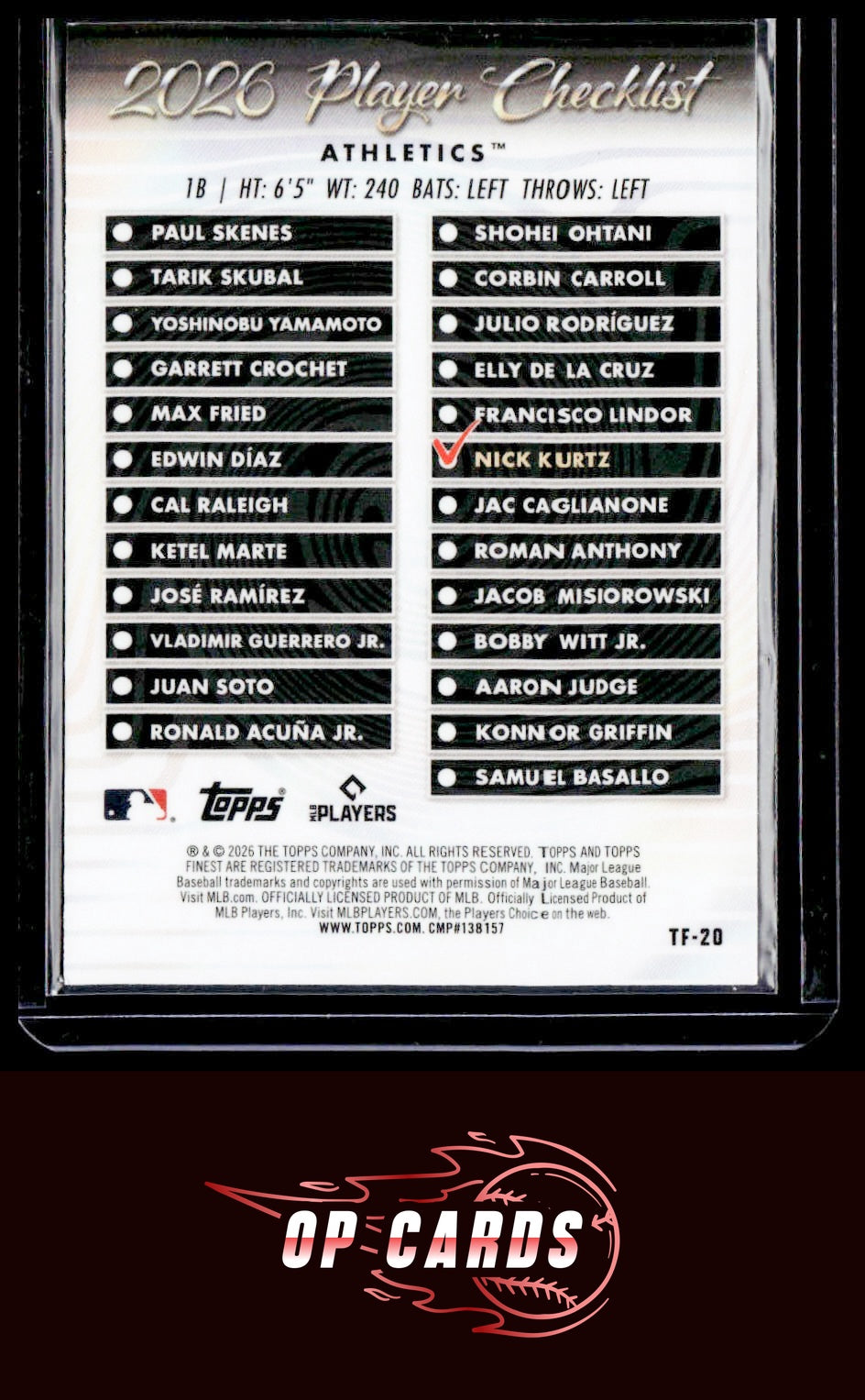 Nick Kurtz 2026 Topps Finest #TF-20 Topps Team Finest