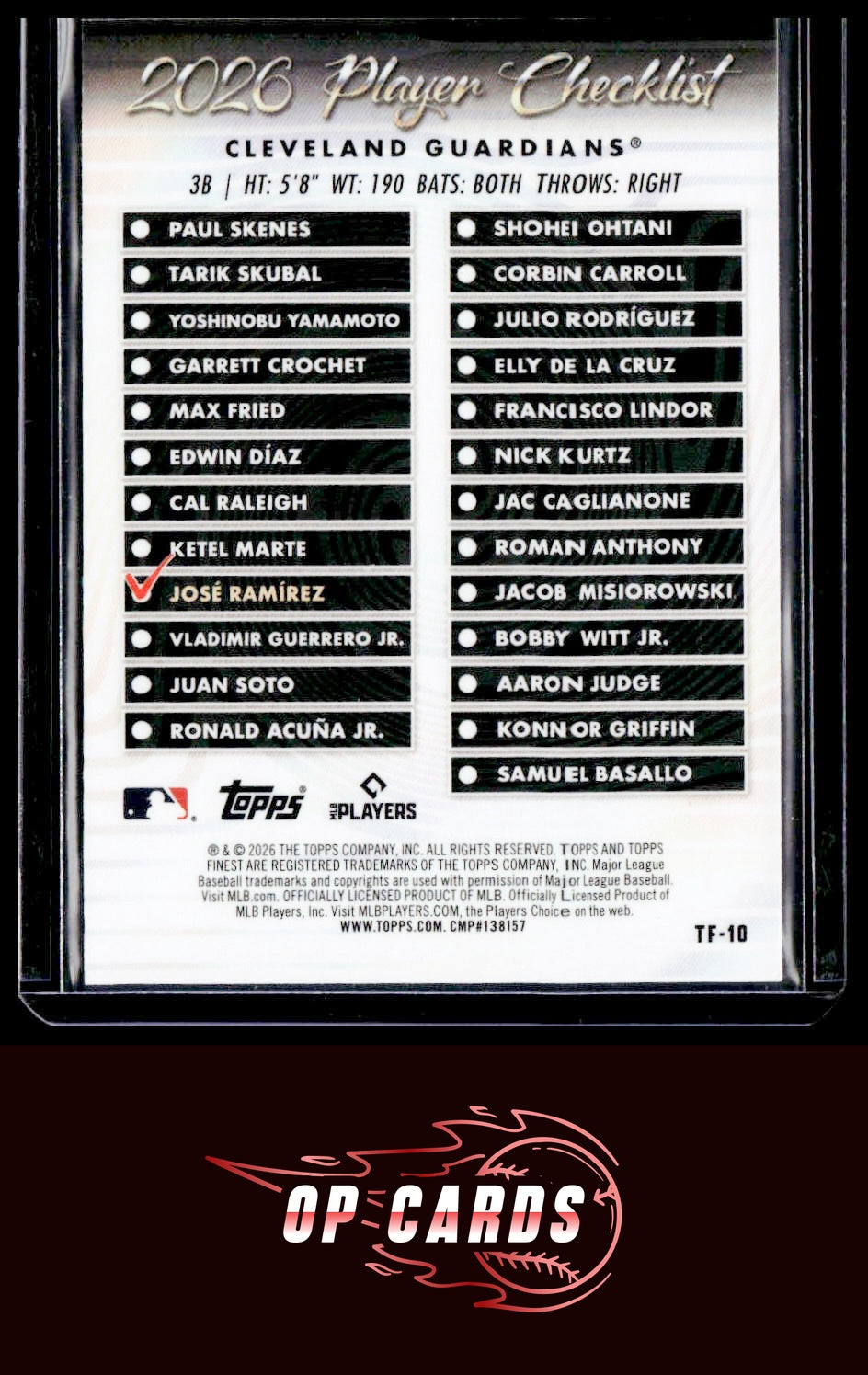 José Ramírez 2026 Topps Finest #TF-10 Topps Team Finest