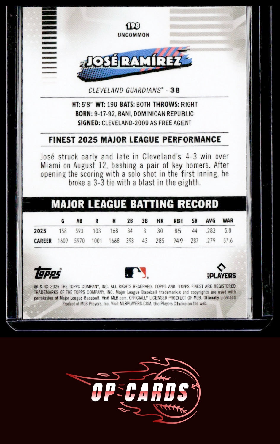 José Ramírez 2026 Topps Finest #198 Geometric Refractors