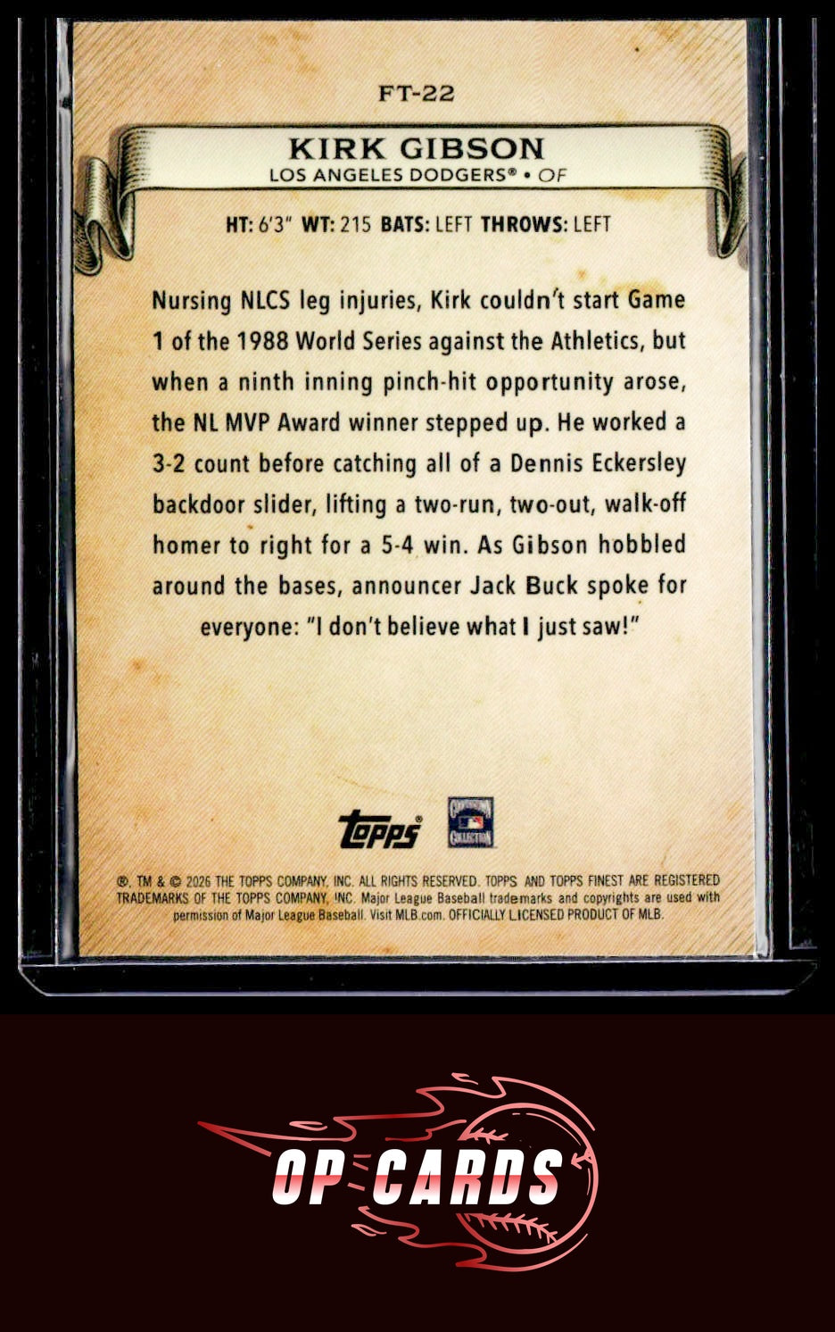 Kirk Gibson 2026 Topps Finest #FT-22 Finest Timelines