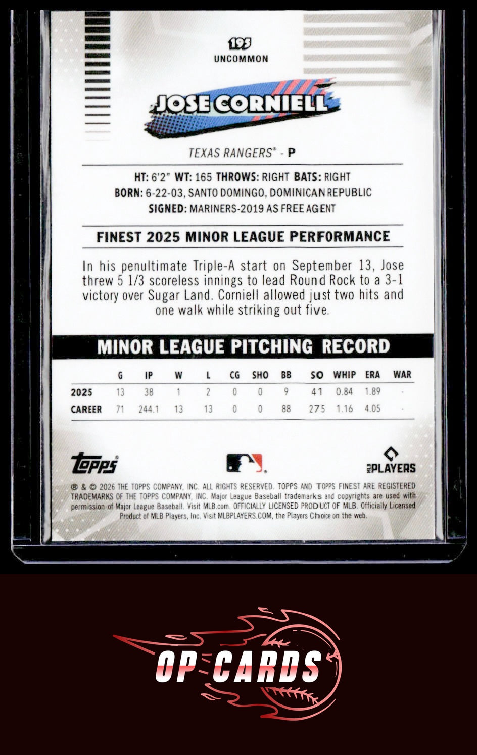Jose Corniell 2026 Topps  Finest #195 Geometric Refractors