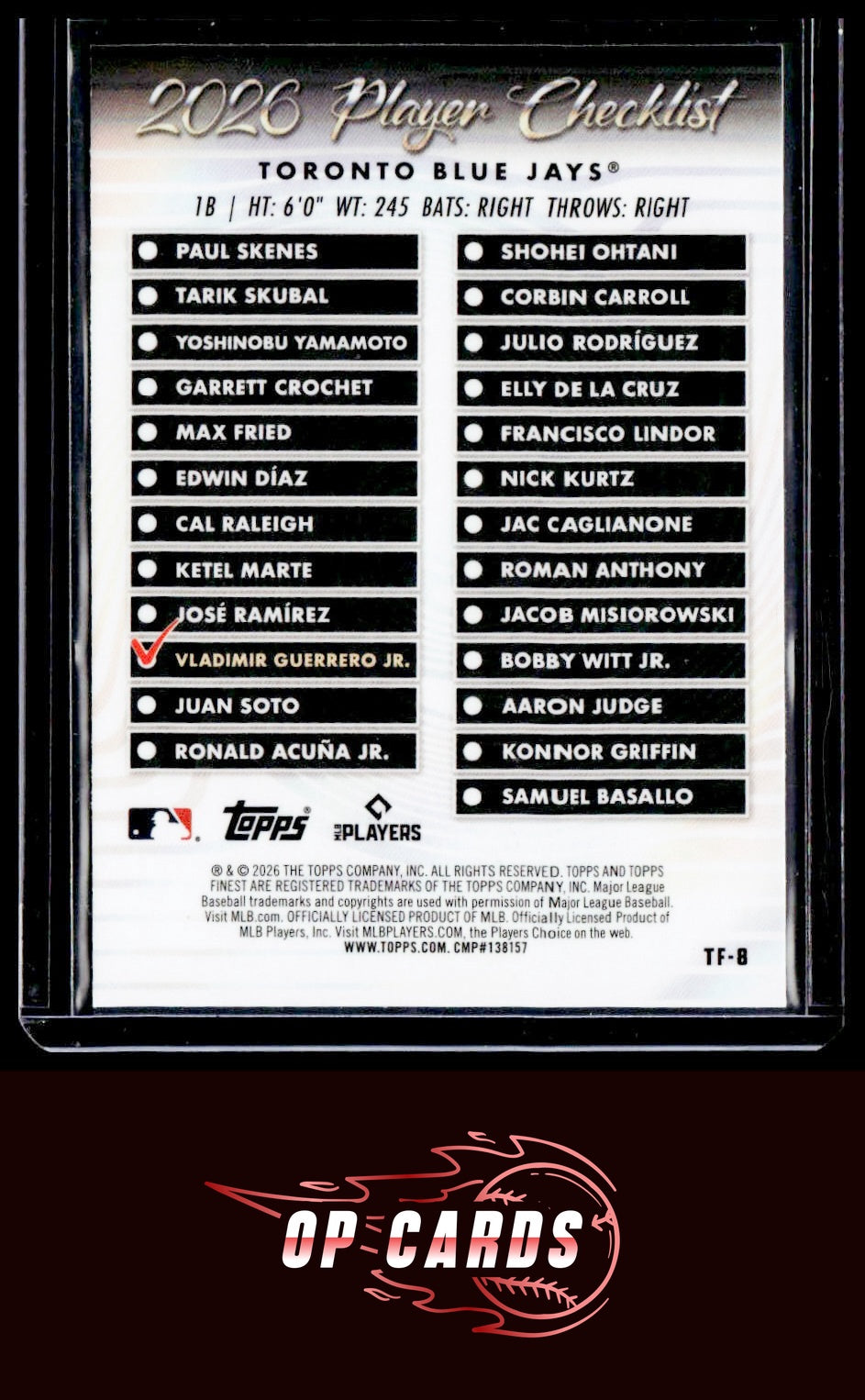 Vladimir Guerrero Jr. 2026 Topps  Finest #TF-8 Topps Team Finest