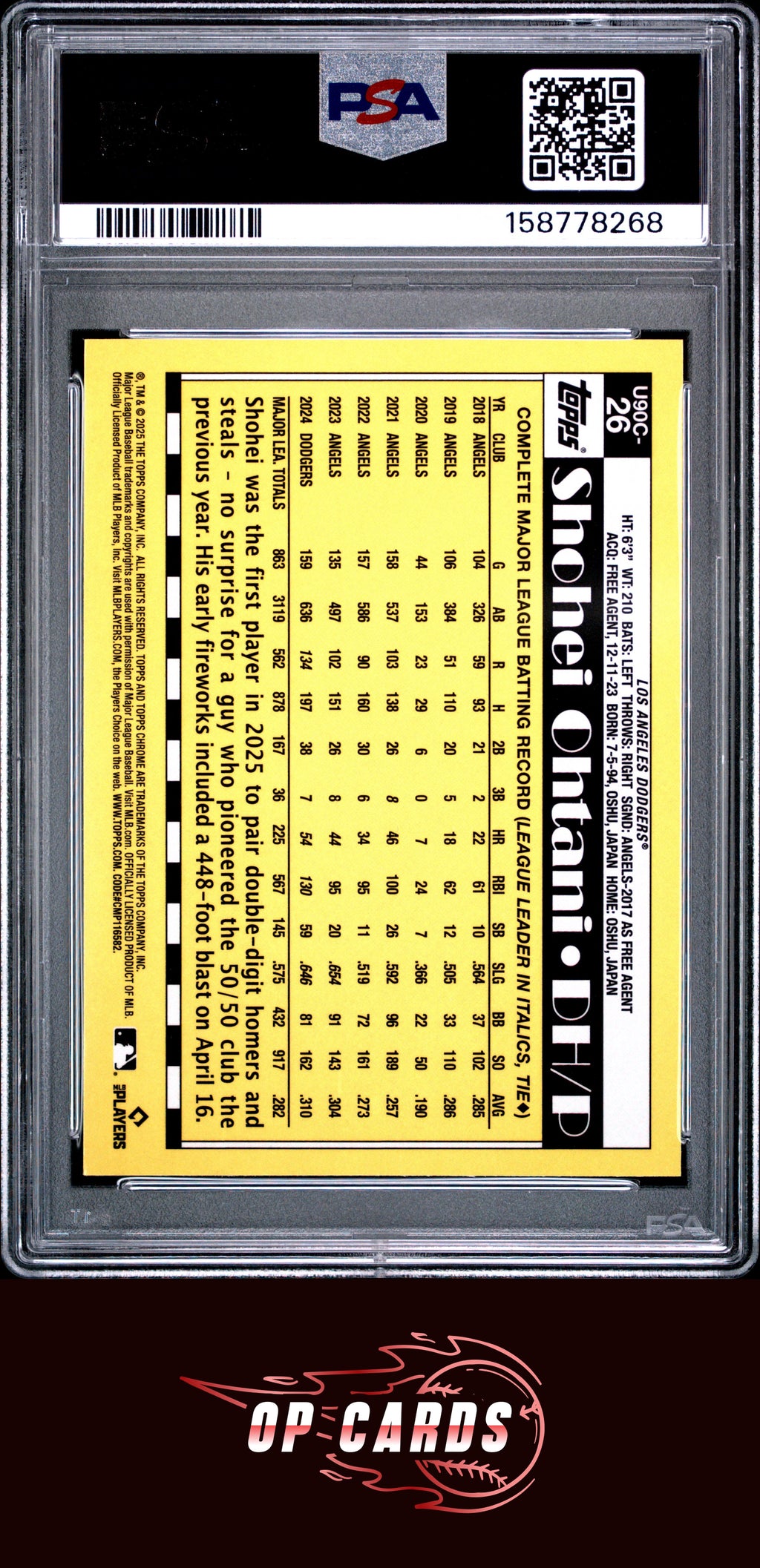 Shohei Ohtani 2025 Topps Update Silver Pack 1990 Chrome Promo #26 PSA 10