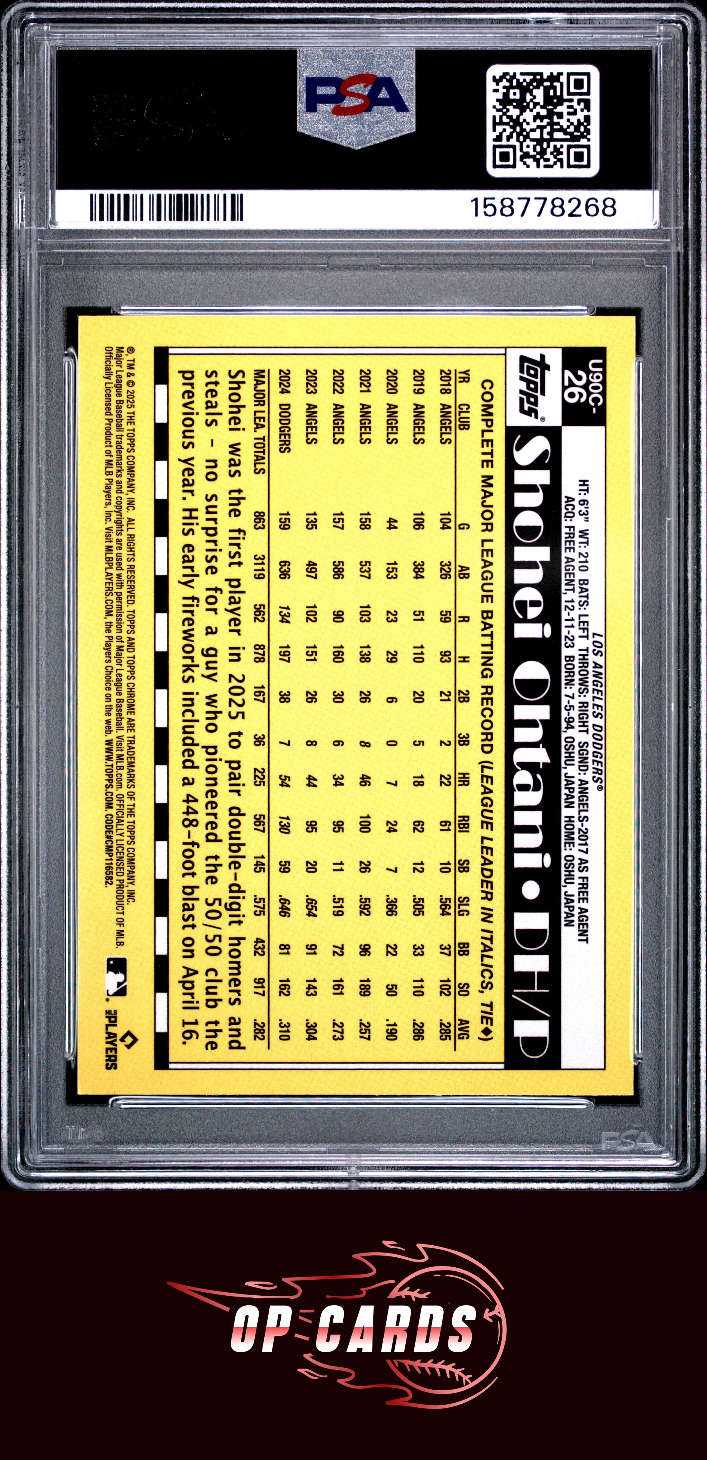 Shohei Ohtani 2025 Topps Update Silver Pack 1990 Chrome Promo #26 PSA 10