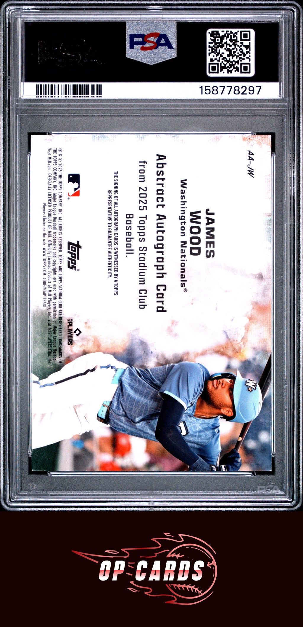 James Wood 2025 Topps Stadium Club Abstract Autographs #JW PSA 8
