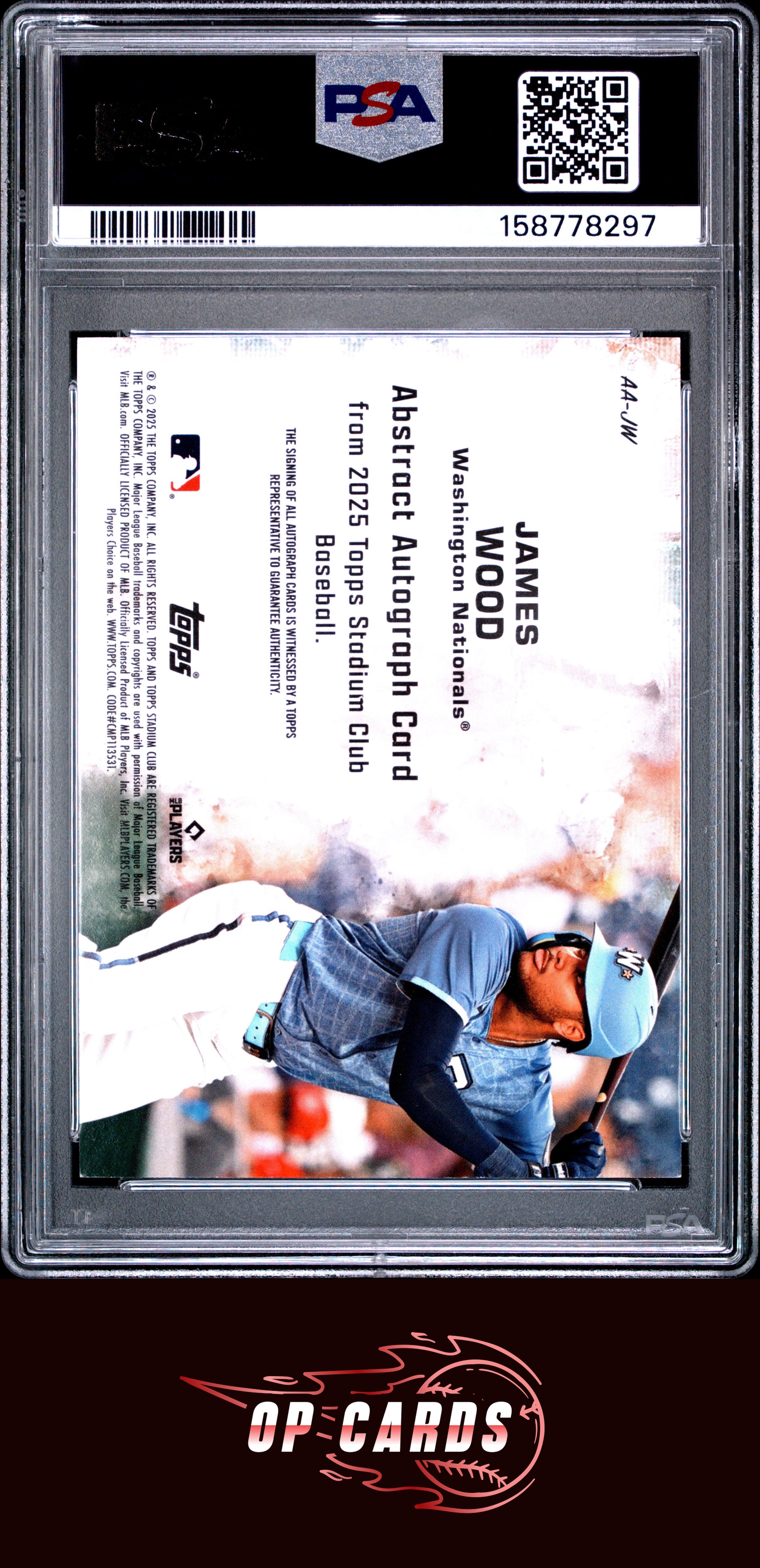 James Wood 2025 Topps Stadium Club Abstract Autographs #JW PSA 8
