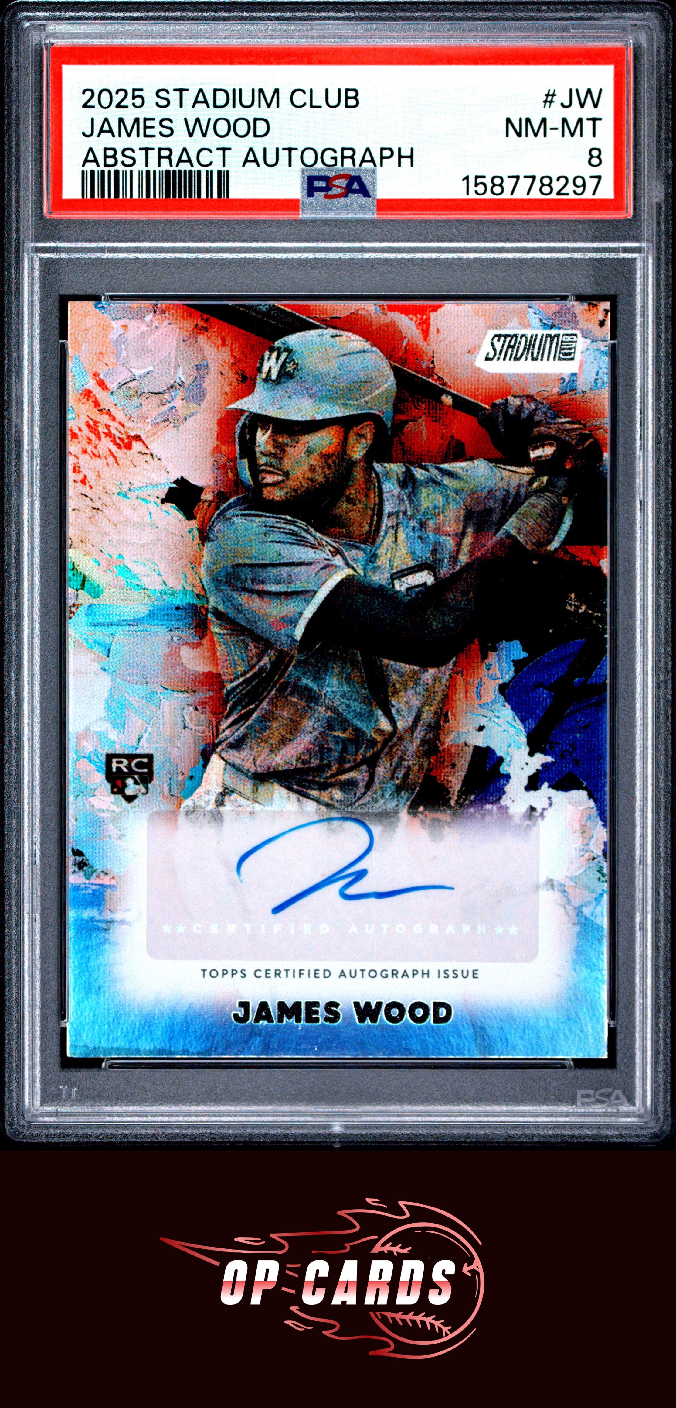 James Wood 2025 Topps Stadium Club Abstract Autographs #JW PSA 8