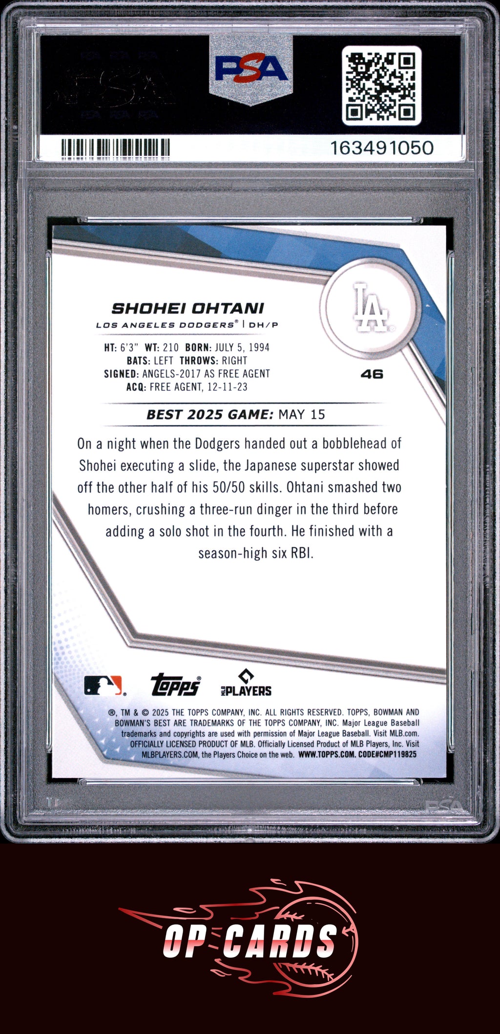Shohei Ohtani 2025 Bowman'S Best #46 PSA 9