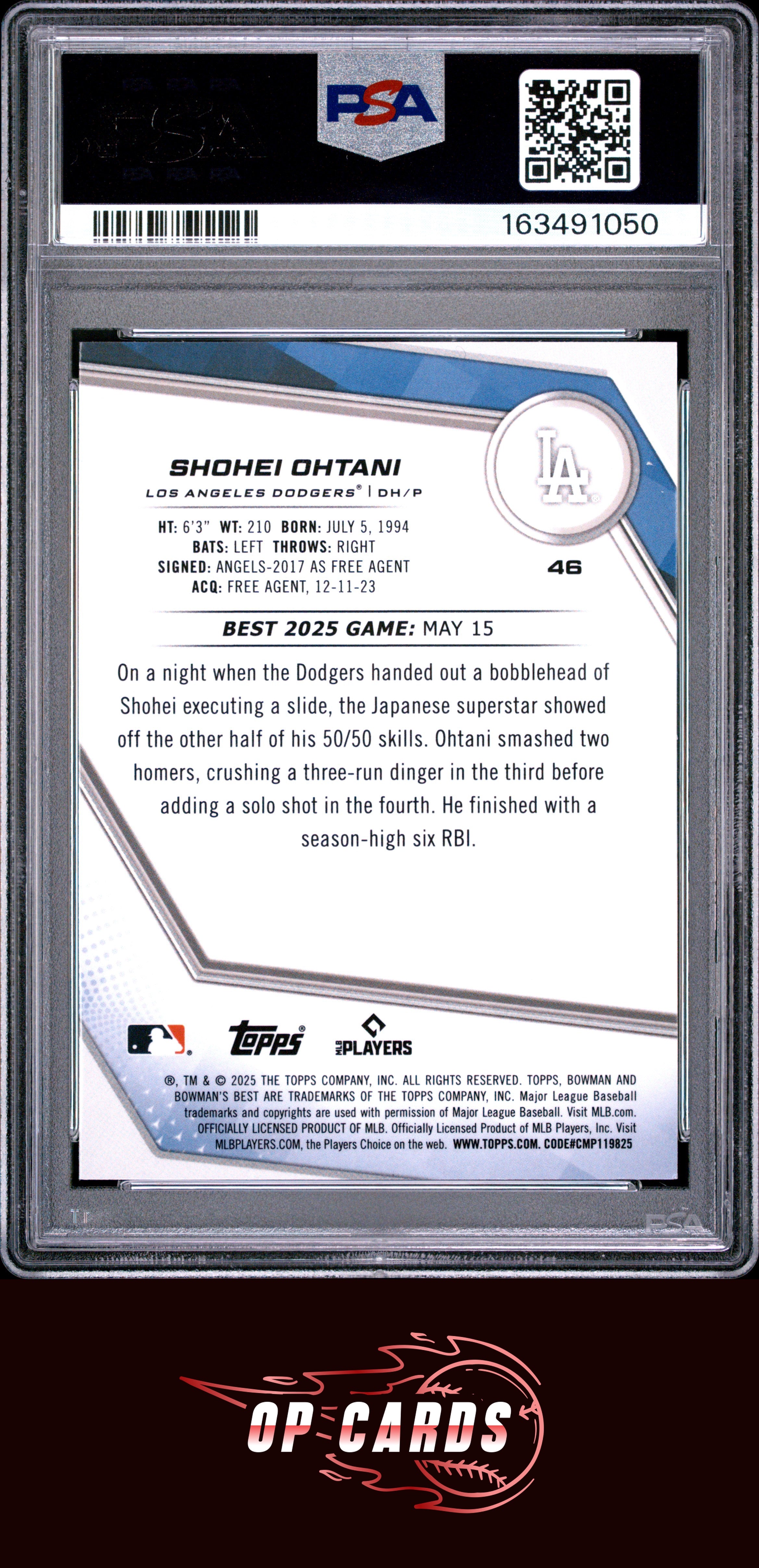 Shohei Ohtani 2025 Bowman'S Best #46 PSA 9