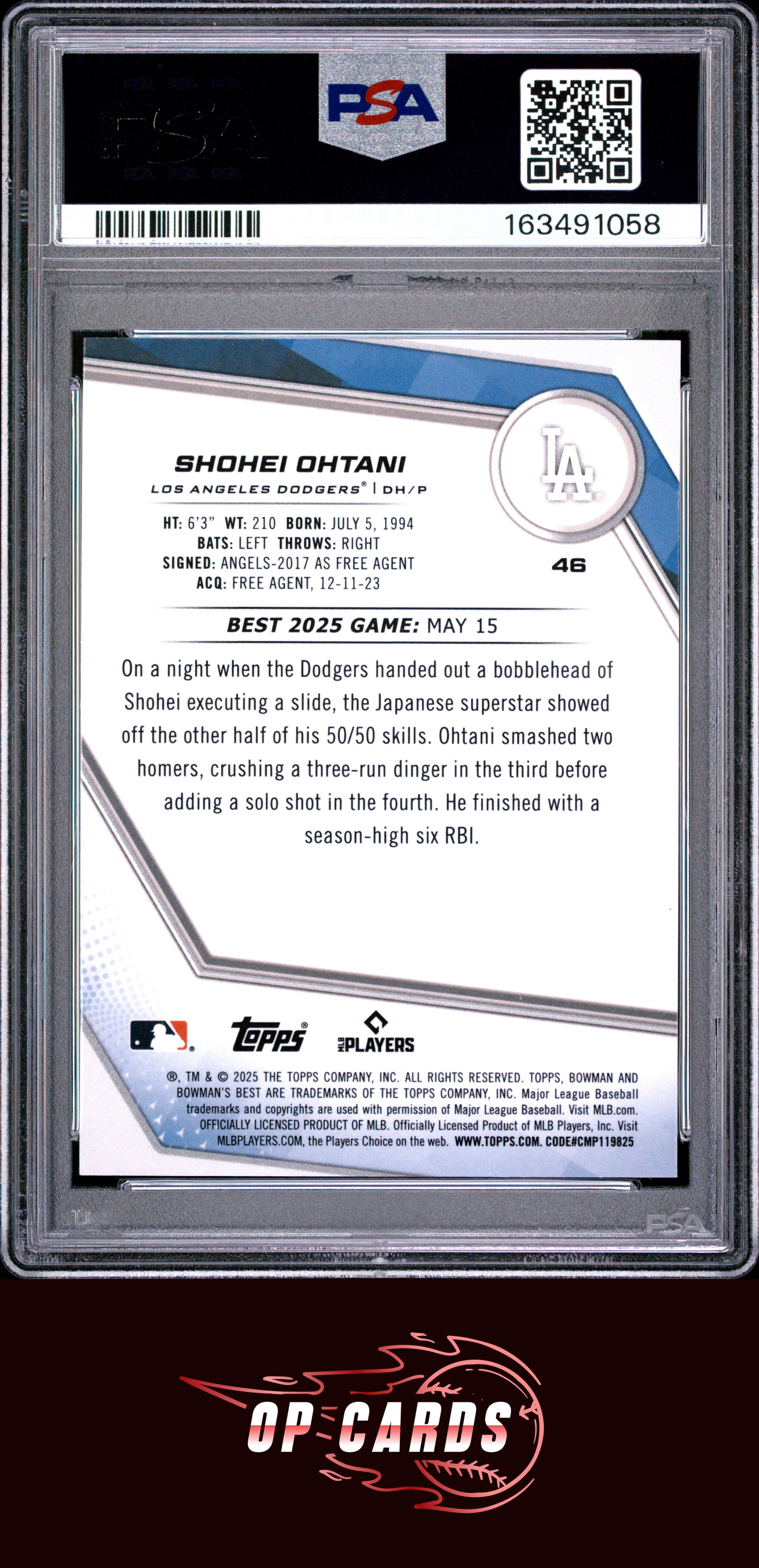Shohei Ohtani 2025 Bowman'S Best #46 PSA 9