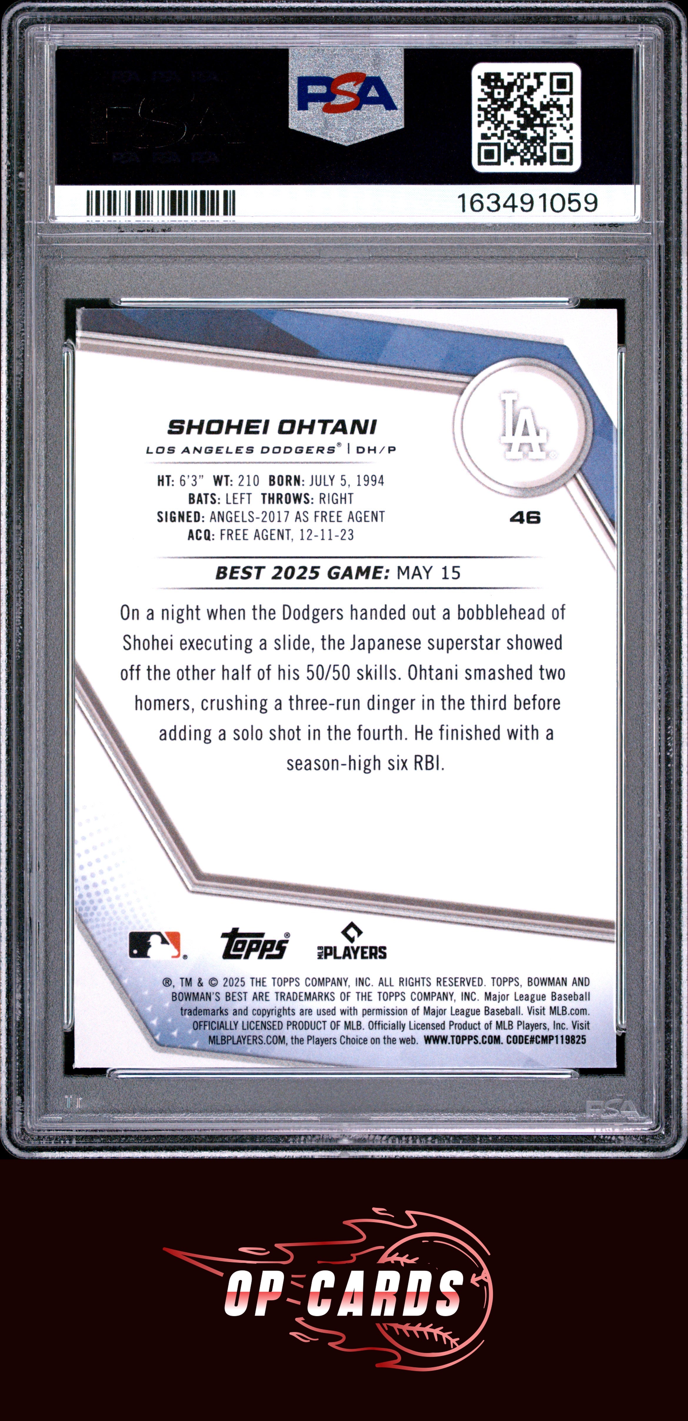 Shohei Ohtani 2025 Bowman'S Best #46 PSA 9