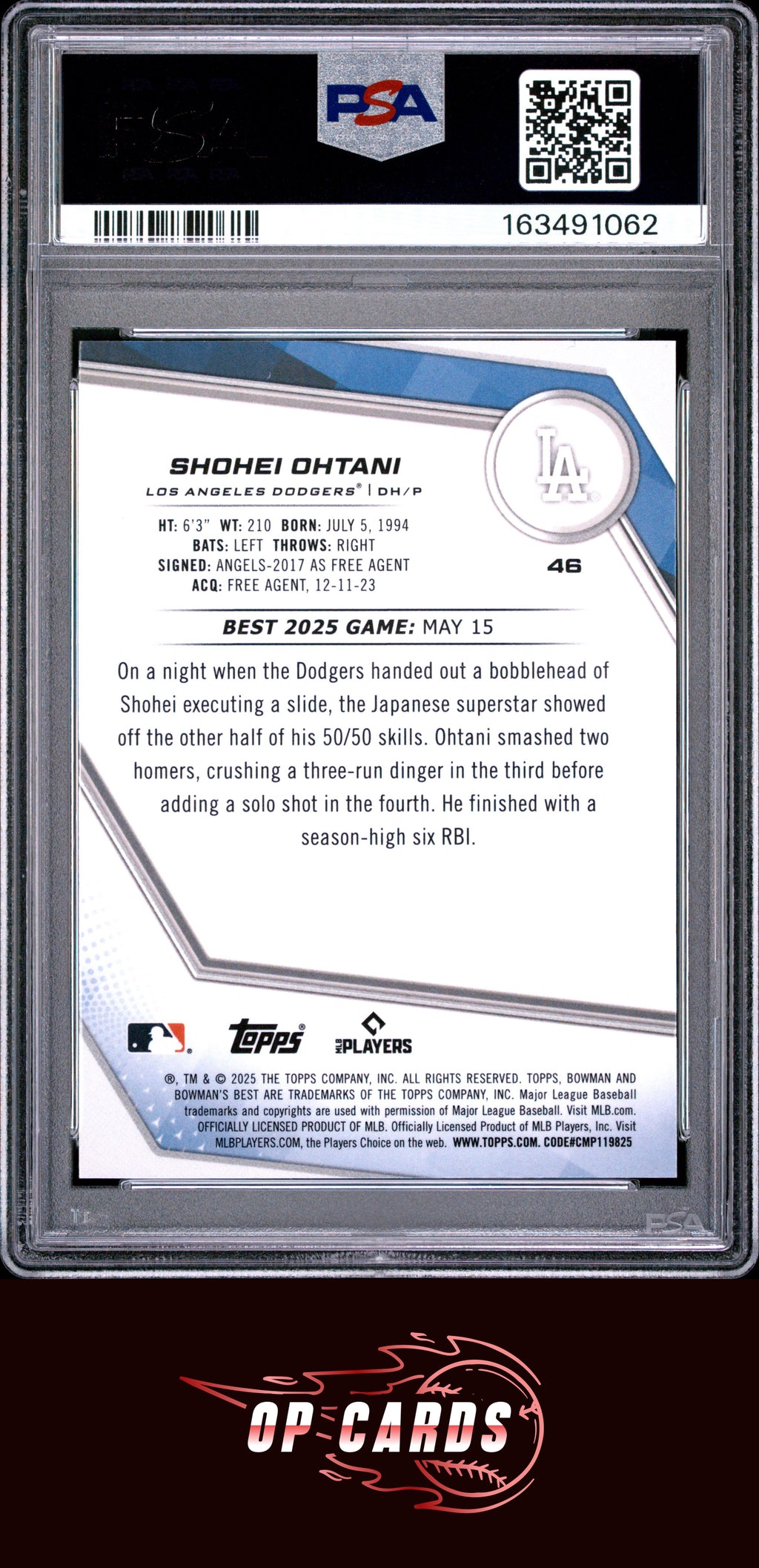 Shohei Ohtani 2025 Bowman'S Best #46 PSA 9