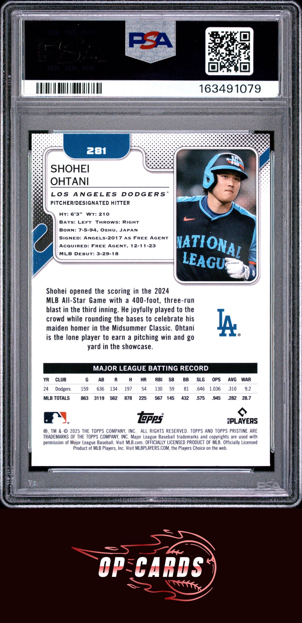 Shohei Ohtani 2025 Topps Pristine #281 PSA 8